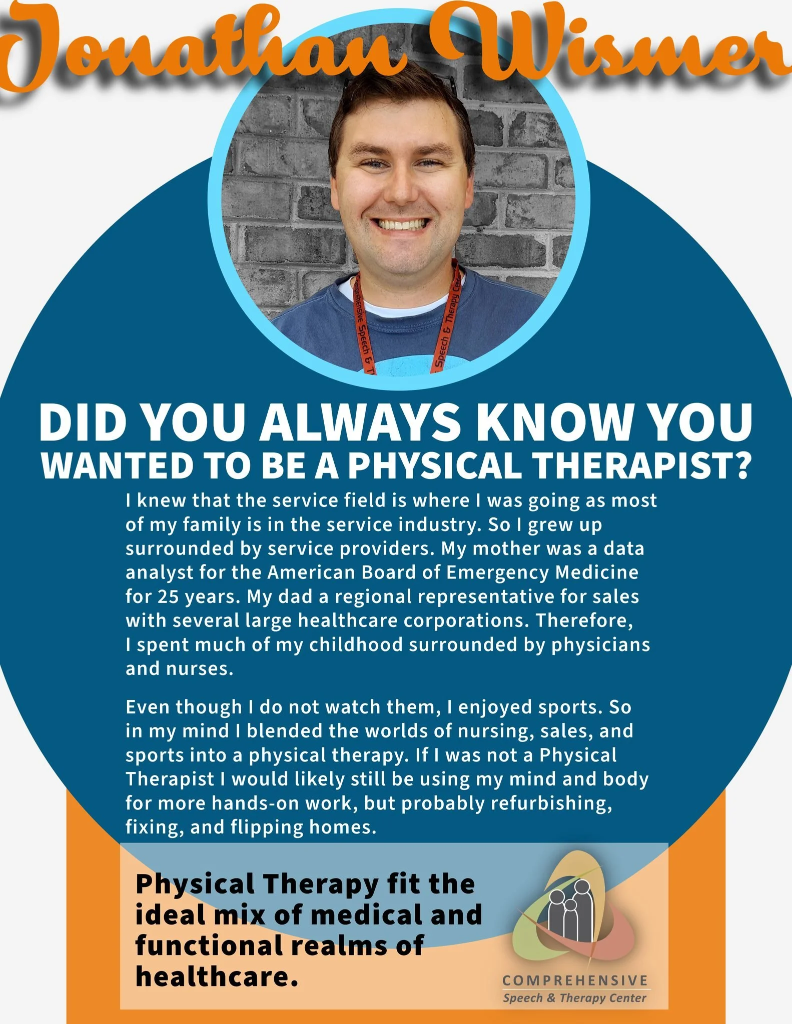 OCTOBER IS PT MONTH -  Meet Jon, our PT! 
&quot;PT for Future Me&quot; - American Physical Therapy Association (APTA)