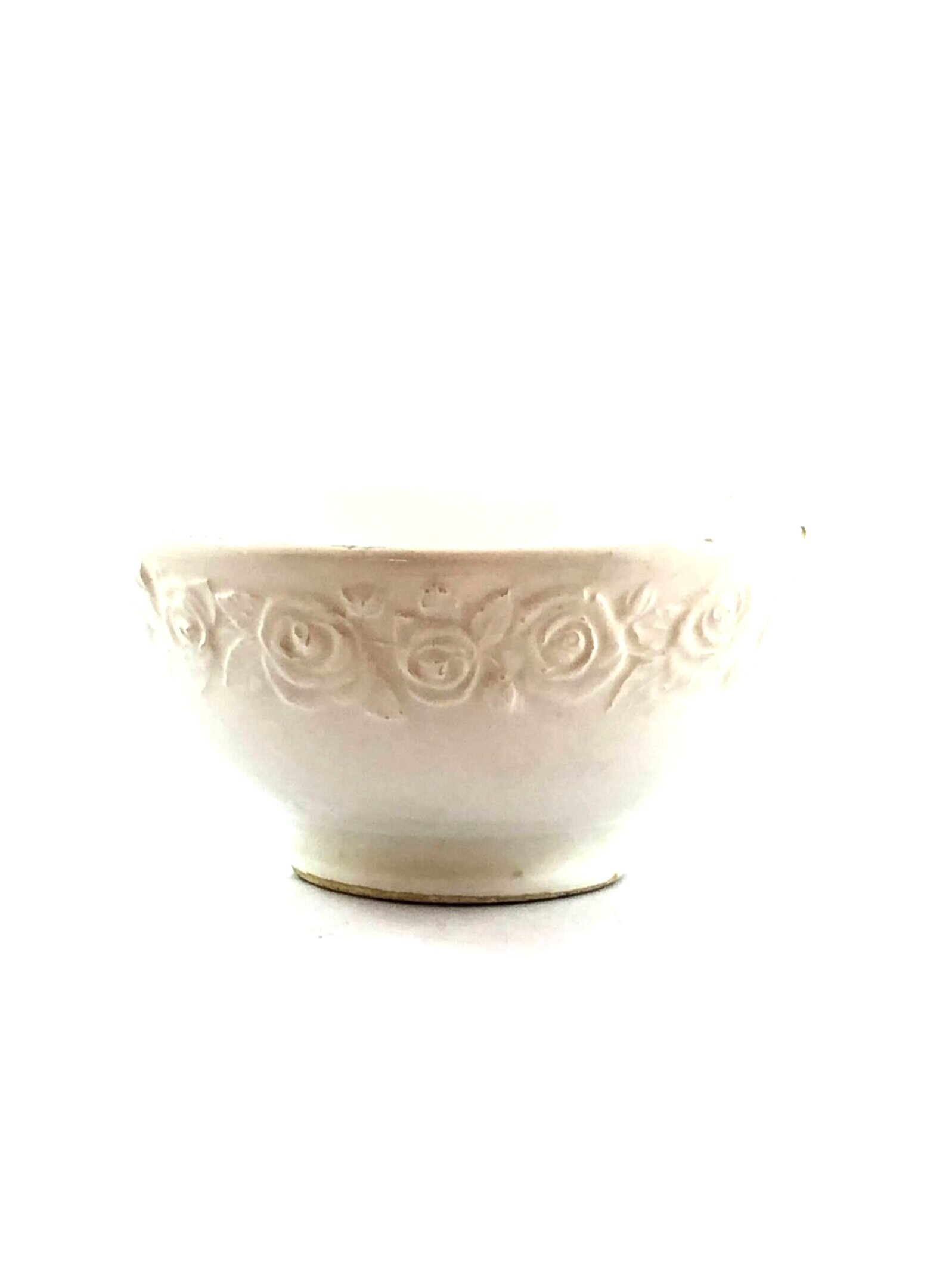 Italian Quadrifoglio Ceramica GlazedBowl - Rose Trim White — Anon Eclectic
