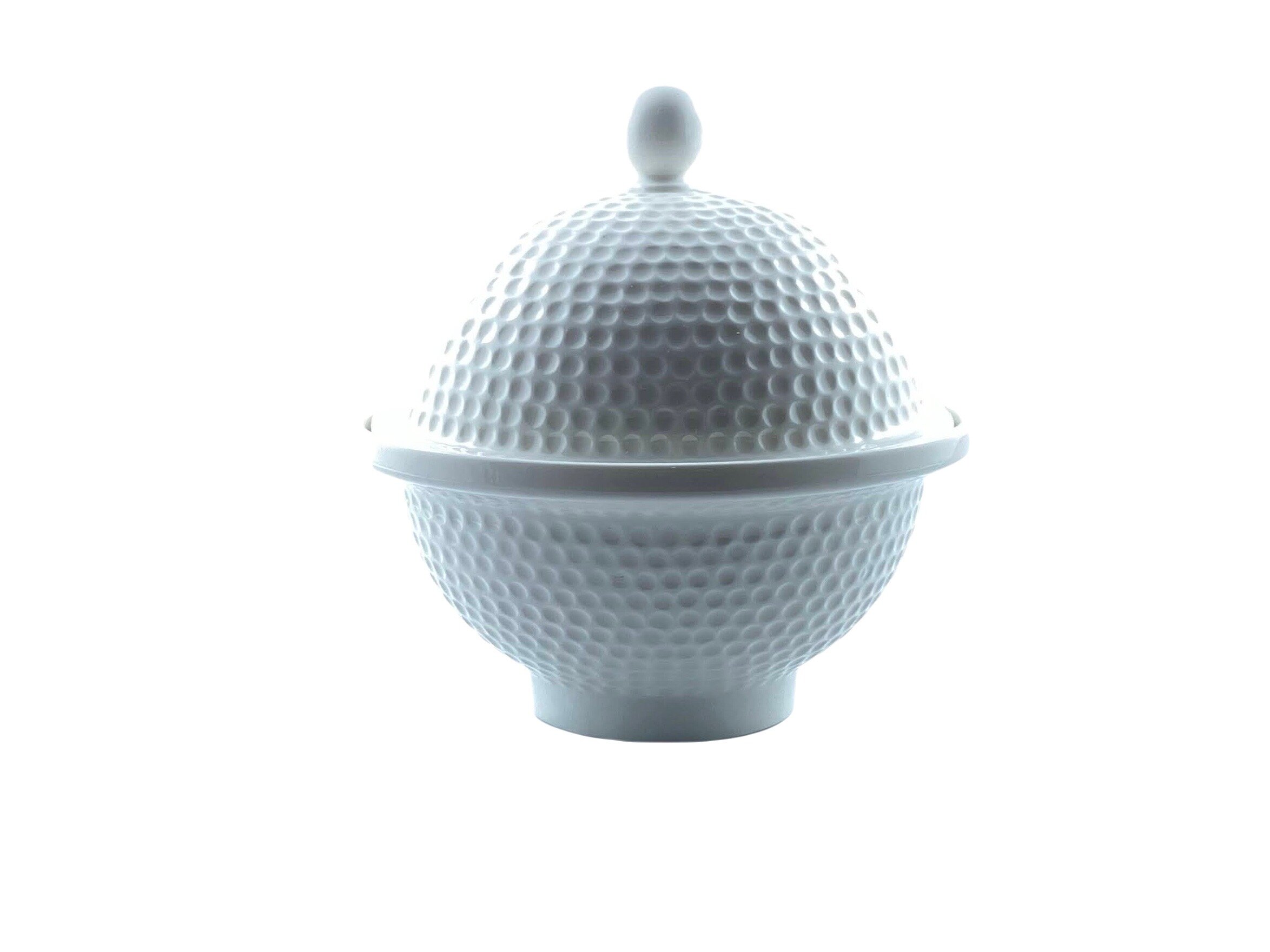 Dimpled Bowl with Lid - Pure White