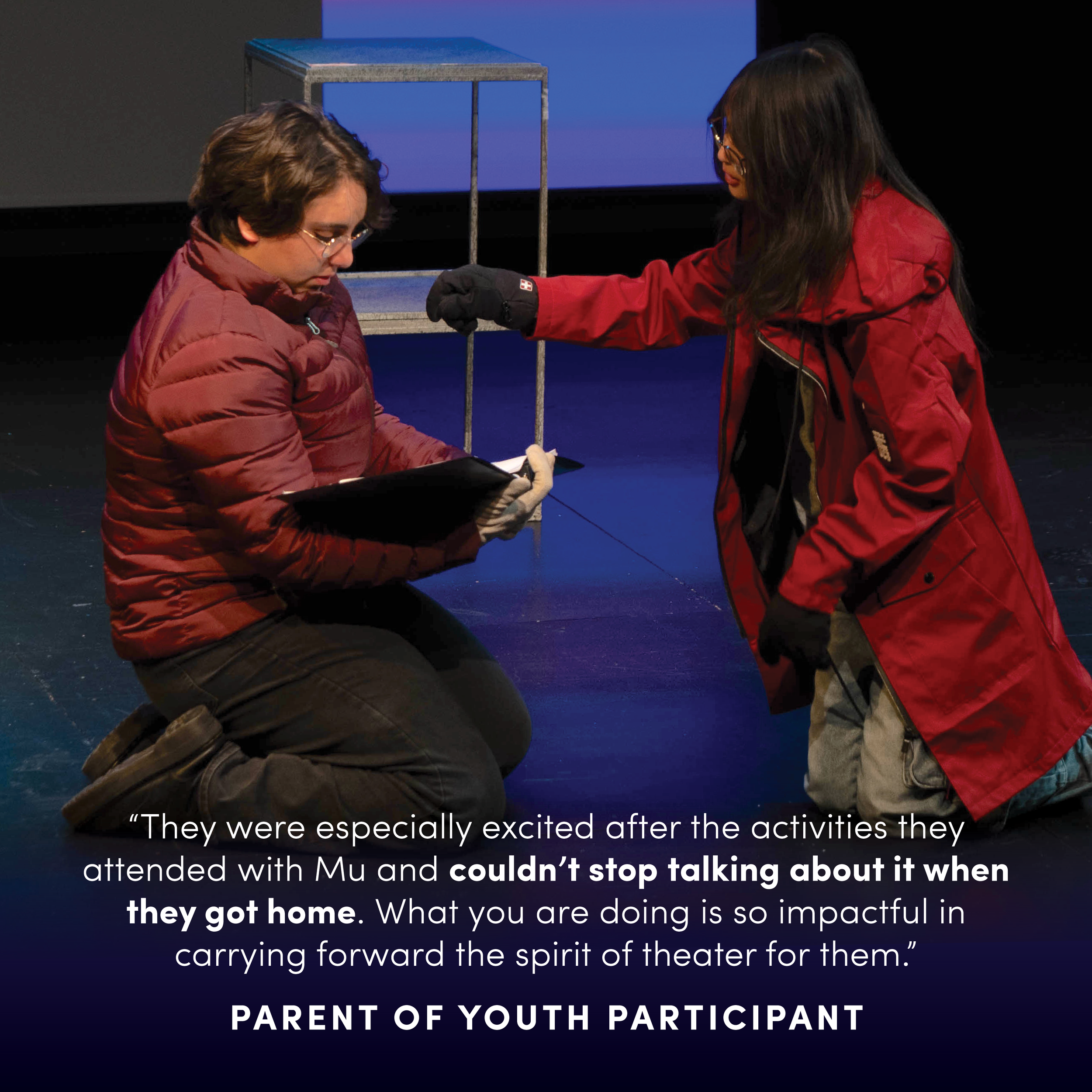 A photo from the MUSE high school showcase. One parent said, "[Their child was] especially excited after the activities they attended with Mu and couldn't stop talking about it when they got home. What you are doing is so impactful..."