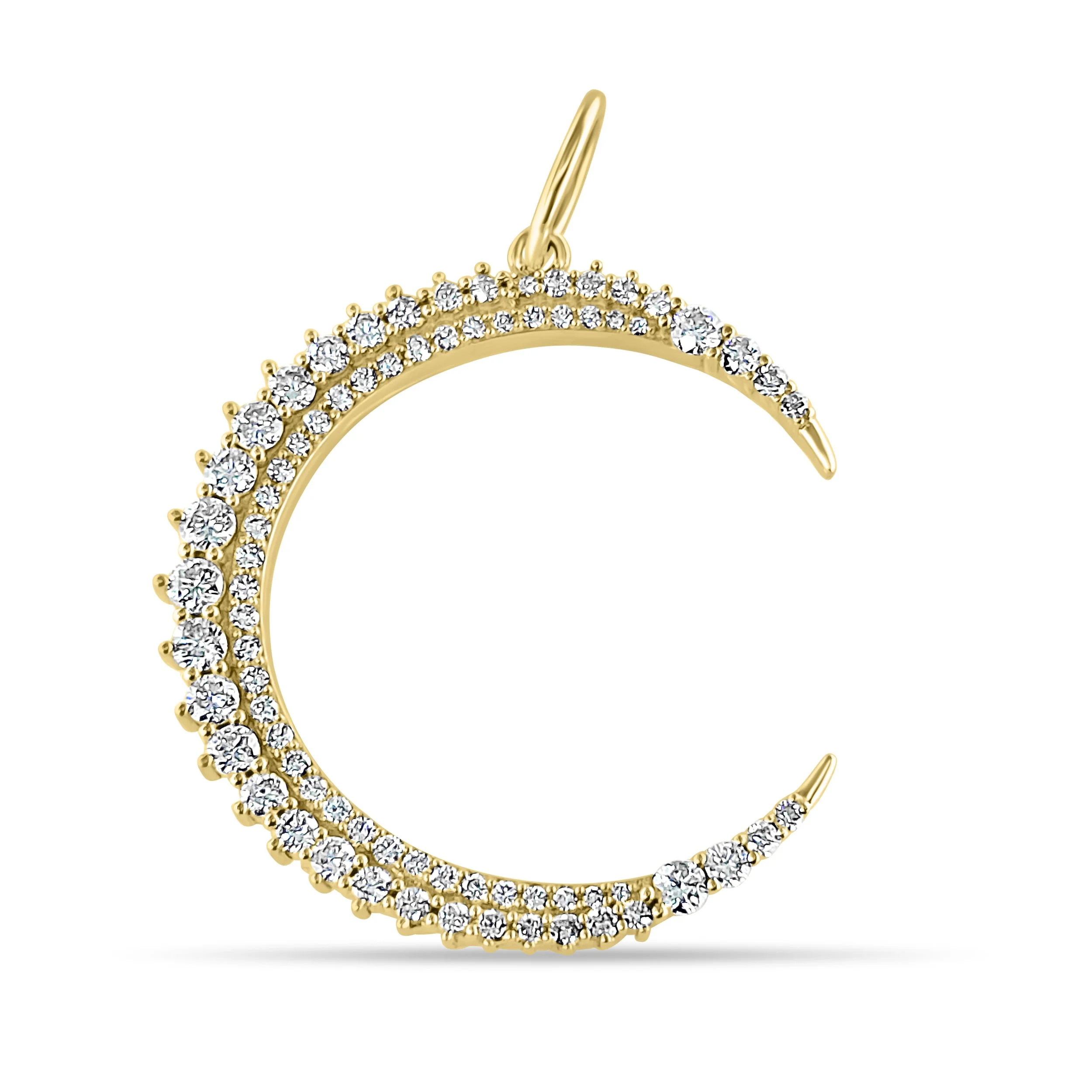 diamond moon crescent moon diamond charm diamond pendant large moon diamond