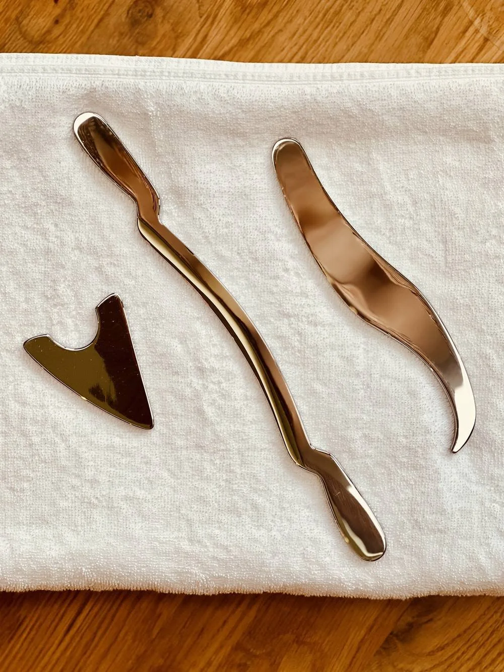 Three stainless steel instrument-assisted soft tissue (IASTM) tools