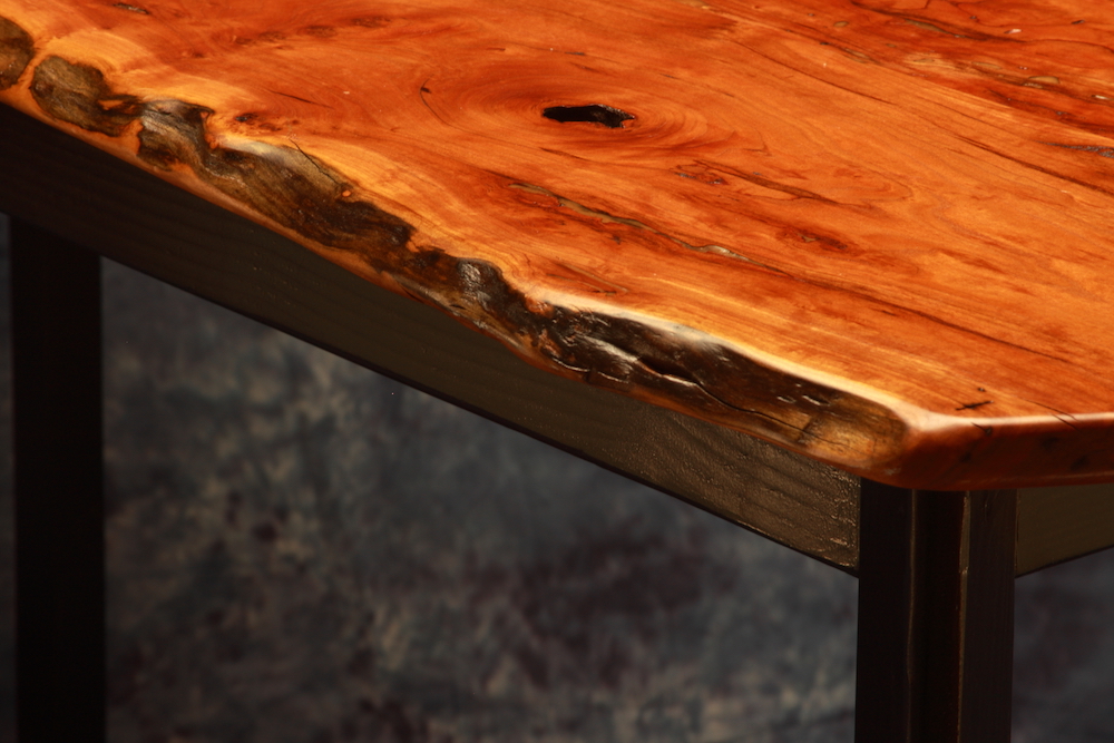 Cherry table live edge detail