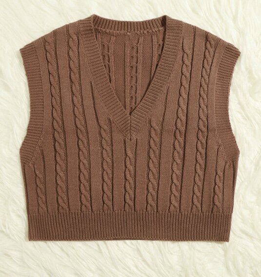 Cable Knit V-neck Sweater Vest
