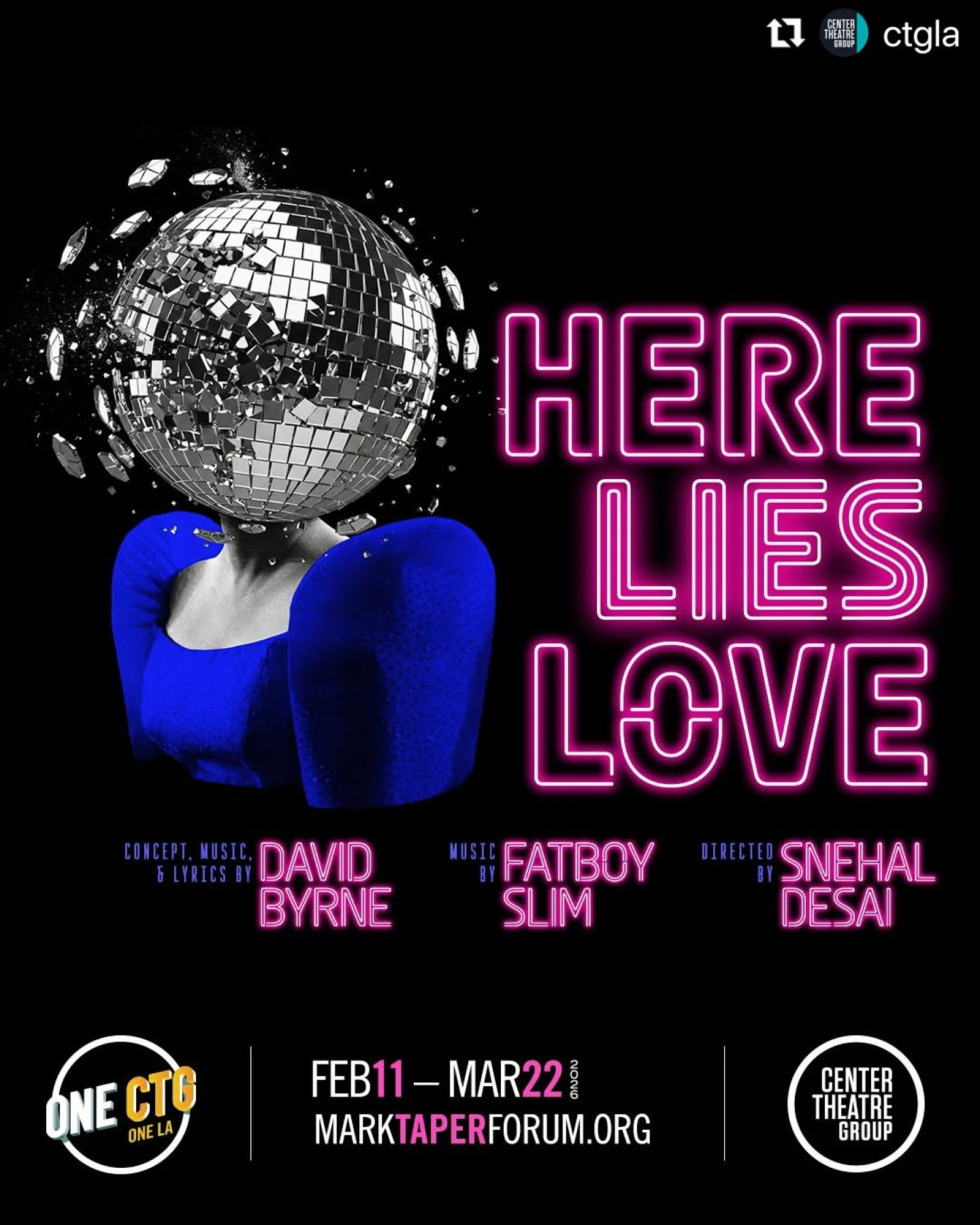 It’s official! The breakdown for the upcoming @ctgla production of HERE LIES LOVE at the Mark Taper Forum, which is being directed by Center Theatre Group Artistic Director Snehal Desai, has been posted! 
We’re so honored and excited to