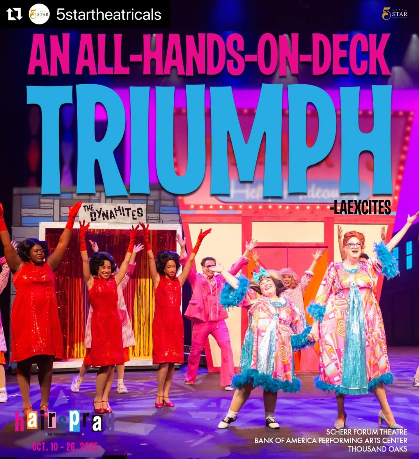 Happy closing to the incredible cast and team of HAIRSPRAY at @5startheatricals what a remarkable run!
.
.
.
#michaeldonovancasting #theatrecasting #latheatre #lathtr #musicaltheatre #hairspray #5startheatricals #marissajaretwinokur #tracyturnblad #t