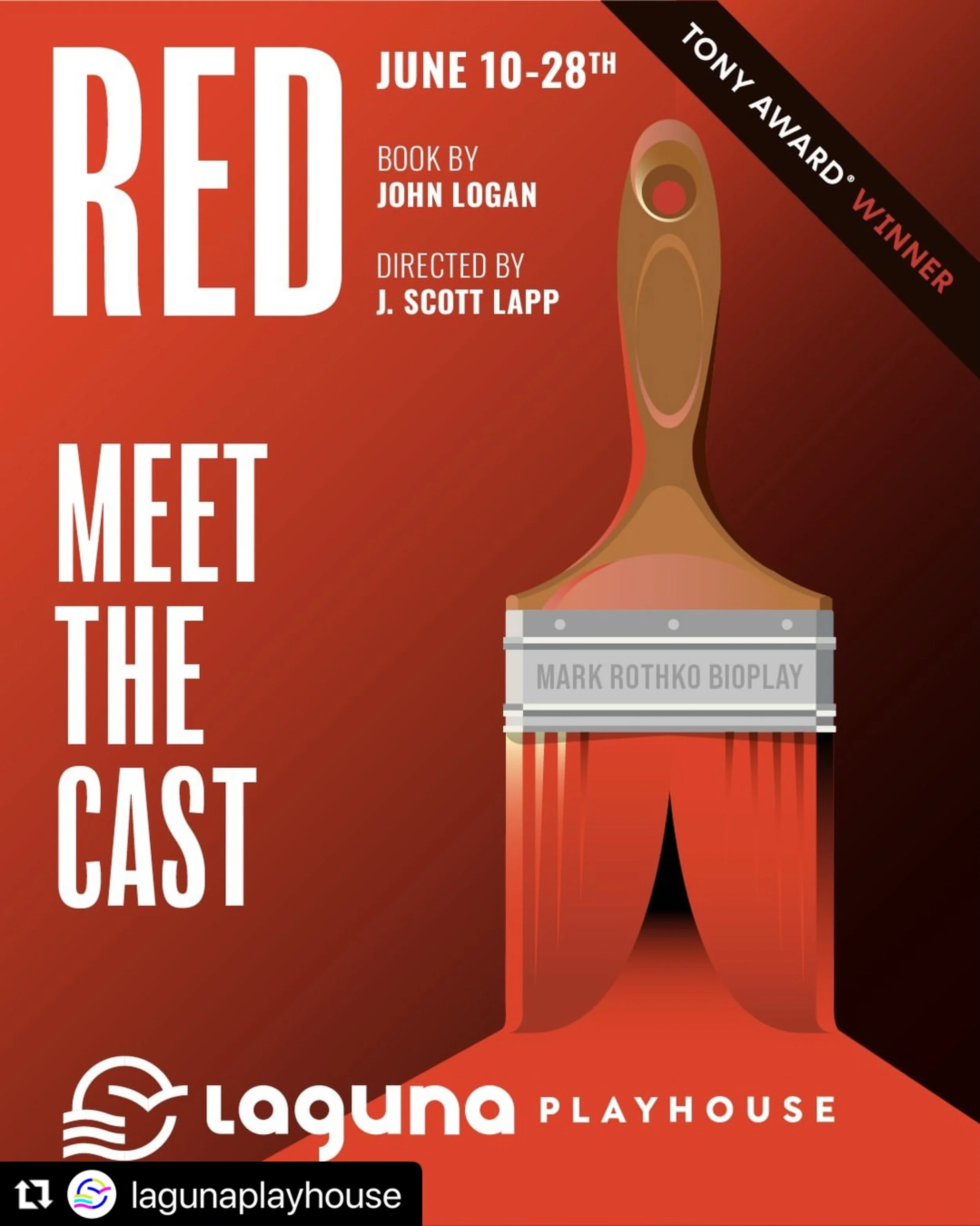 Happy opening week to this wonderful cast of RED at the Laguna Playhouse! Shoutout to our 2 incredible lead actors and our 2 amazing understudies!!

#michaeldonovancasting #latheatre #lagunaplayhouse 

#Repost @lagunaplayhouse with @use.repost
・・・
On