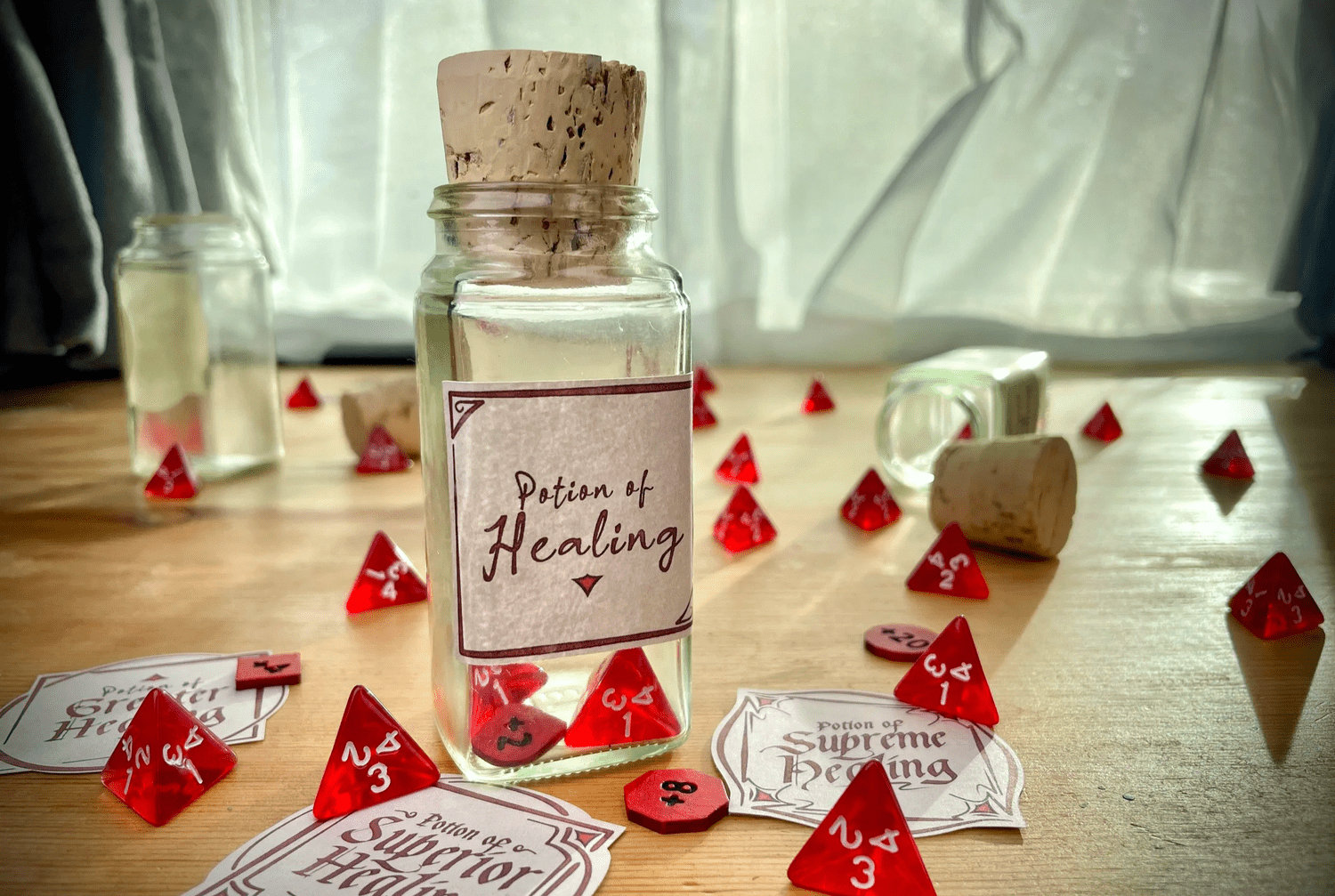 DIY Health Potion Prop With Printable Labels & Modifier Tokens — Of ...