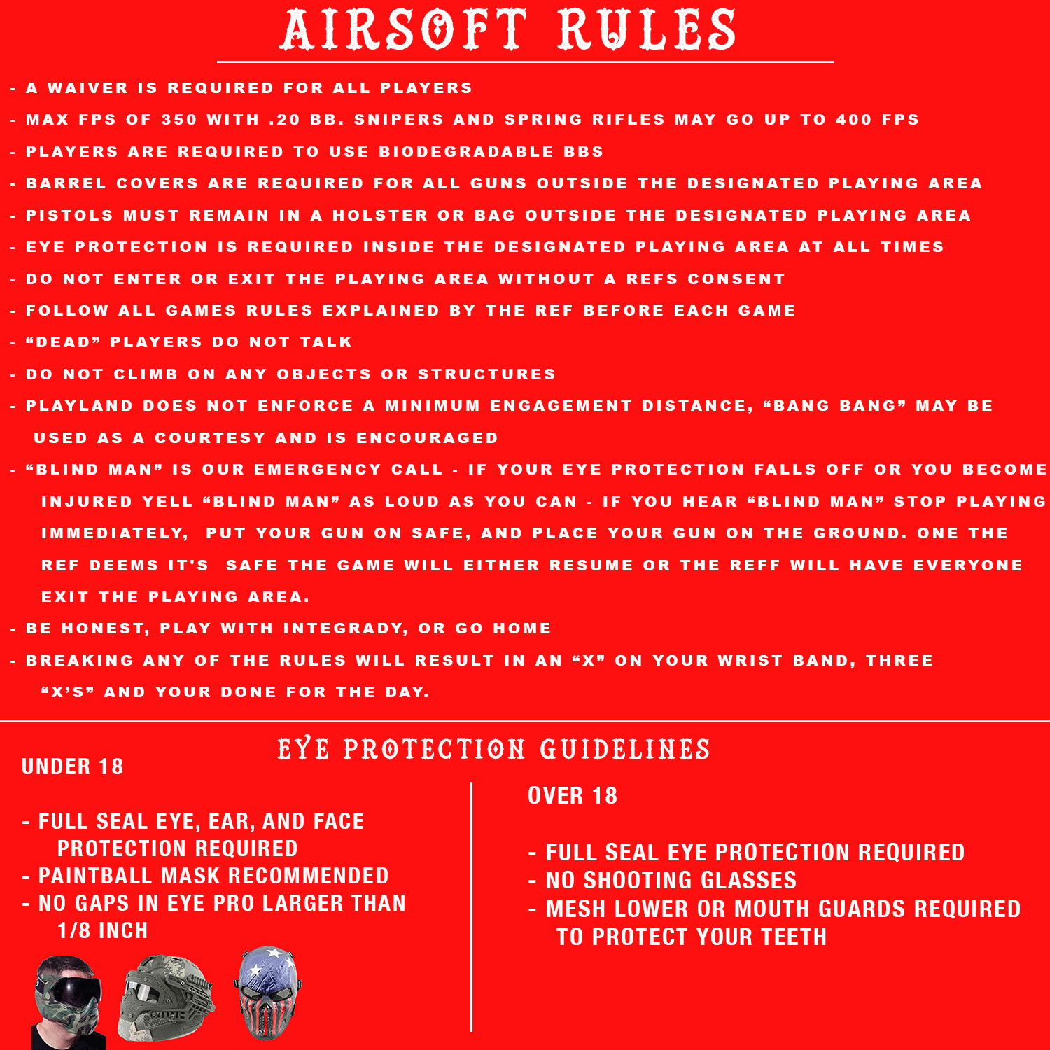 airsoft rules — Paintball and Airsoft Near San Francisco and the Bay Area