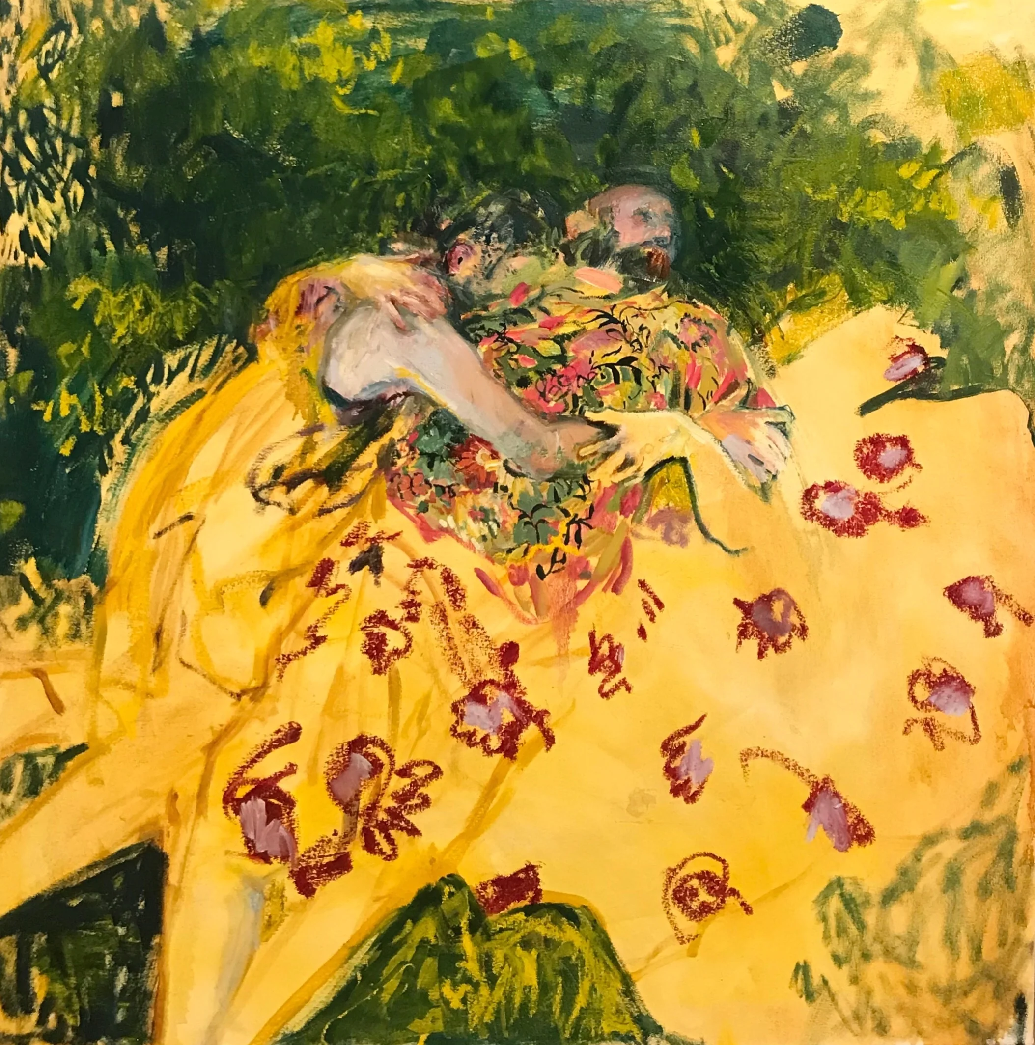 Lovers in the Garden, oil on canvas, 36x36in, available