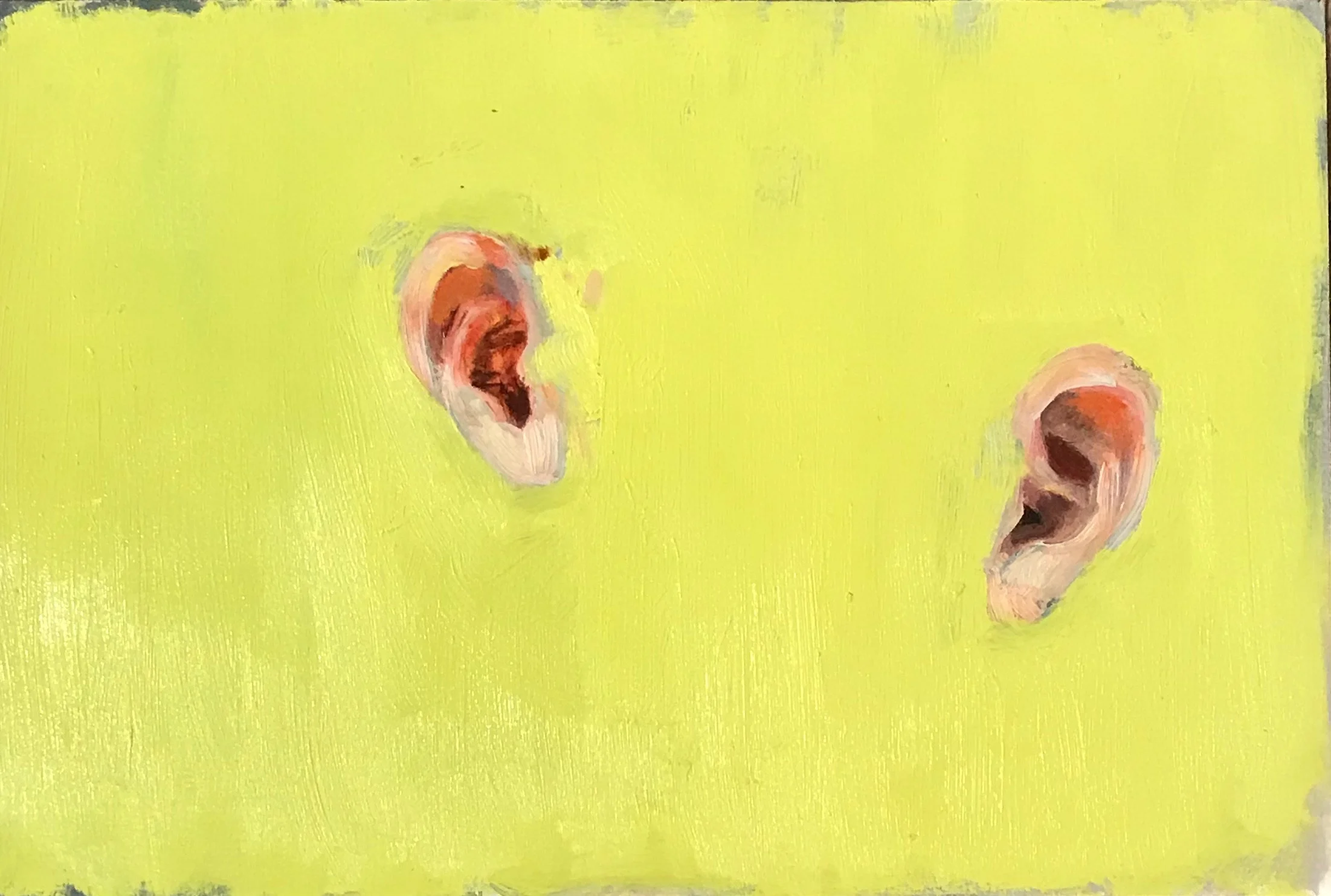 Are You Listening to Me?, oil on paper, 10x17 in, 2019, available