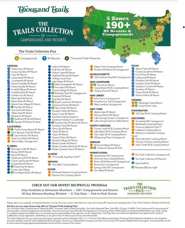 Thousand Trails Campground Map New Thousand Trails Membership! — Rv Diem