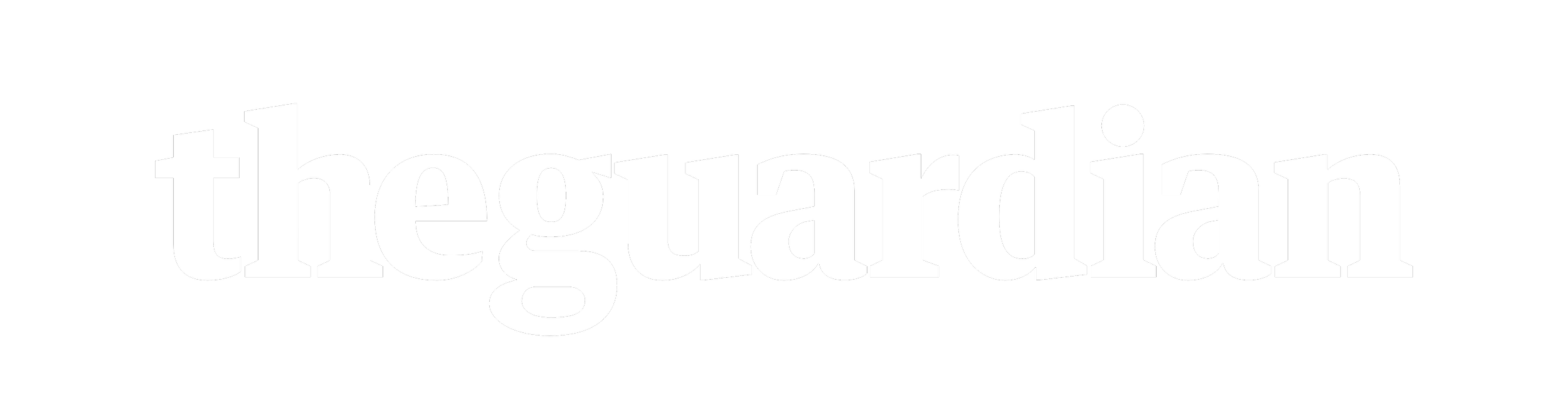 White word 'theguardian' on a black background