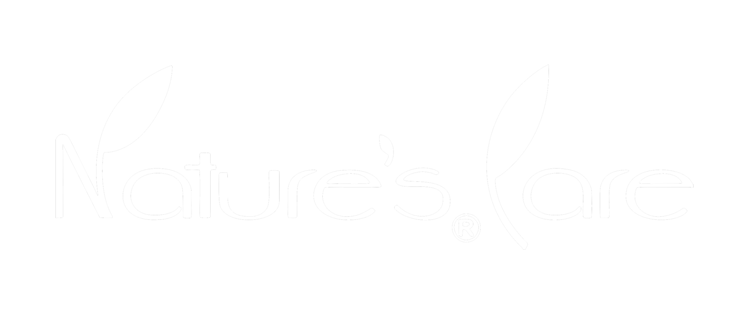 Black background with white text reading "Nature's Care" and two leaf illustrations.