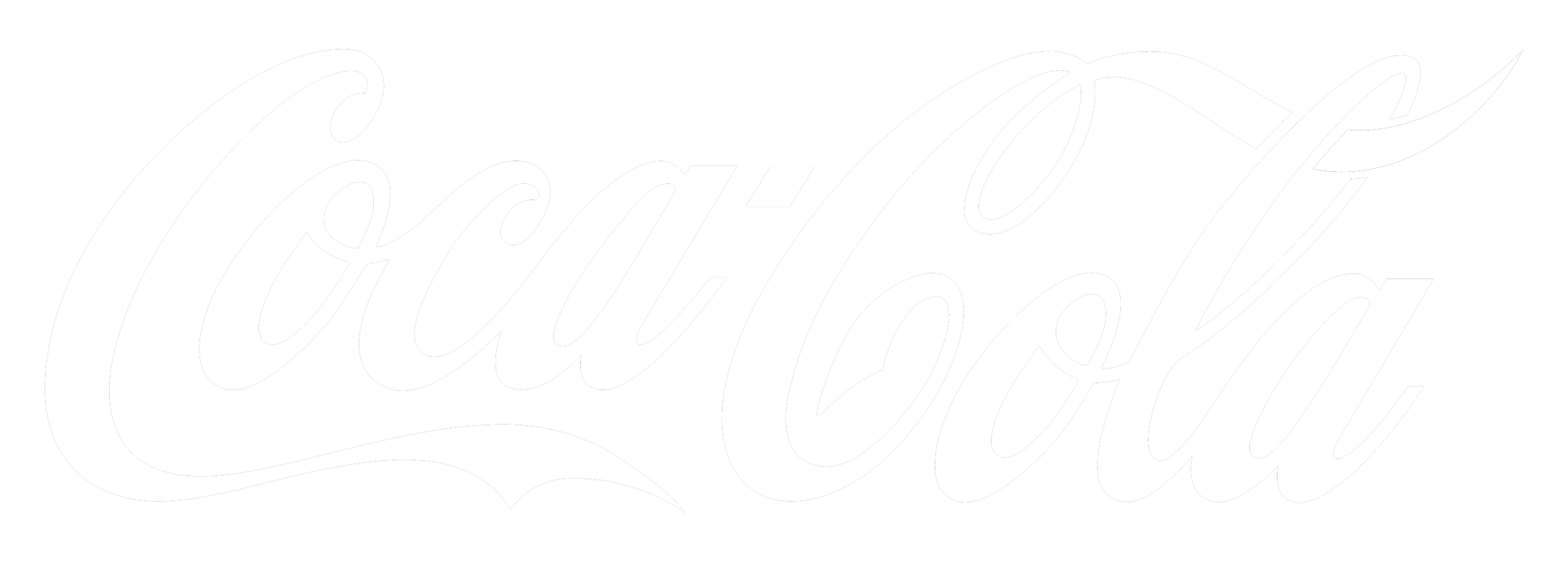 Black background with white cursive text that says Coca-Cola.