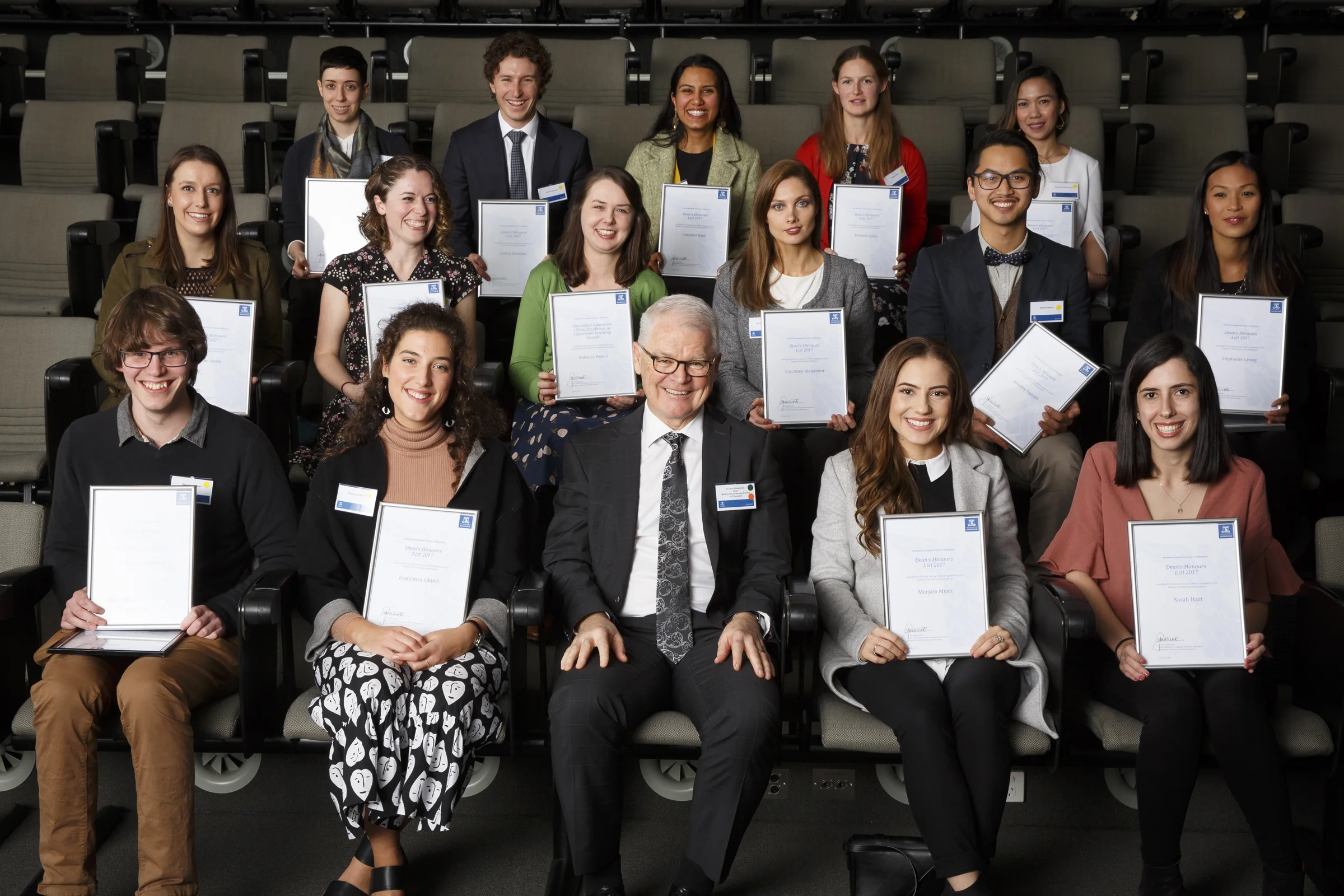 Dr Jim Watterston with the 2018 Dean’s Honors List Melbourne Graduate School of Education awardees