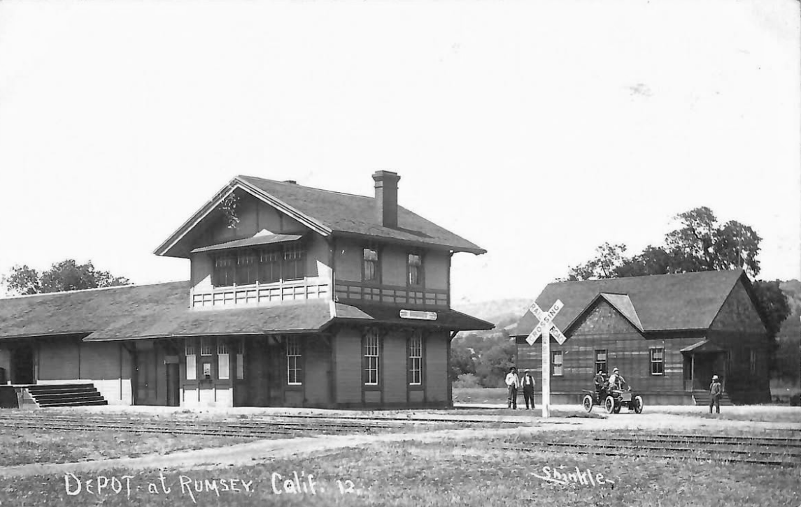  Rumsey Town Hall (right) - Early 1900's  