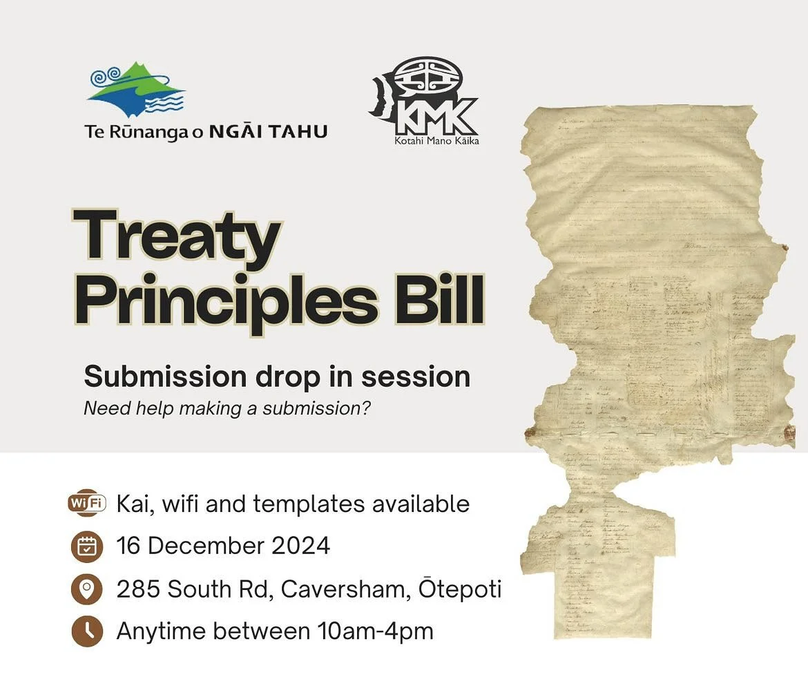 📣 Ōtepoti friends, want some help with making a submission on the Treaty Principles Bill? This is your chance! Next Monday, pop on down to Cavvy, learn from your community. If you have any questions, flick us a DM. 

Tip: no swearing in your submiss