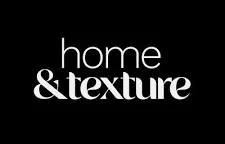 Text that reads 'home & texture' on a black background.