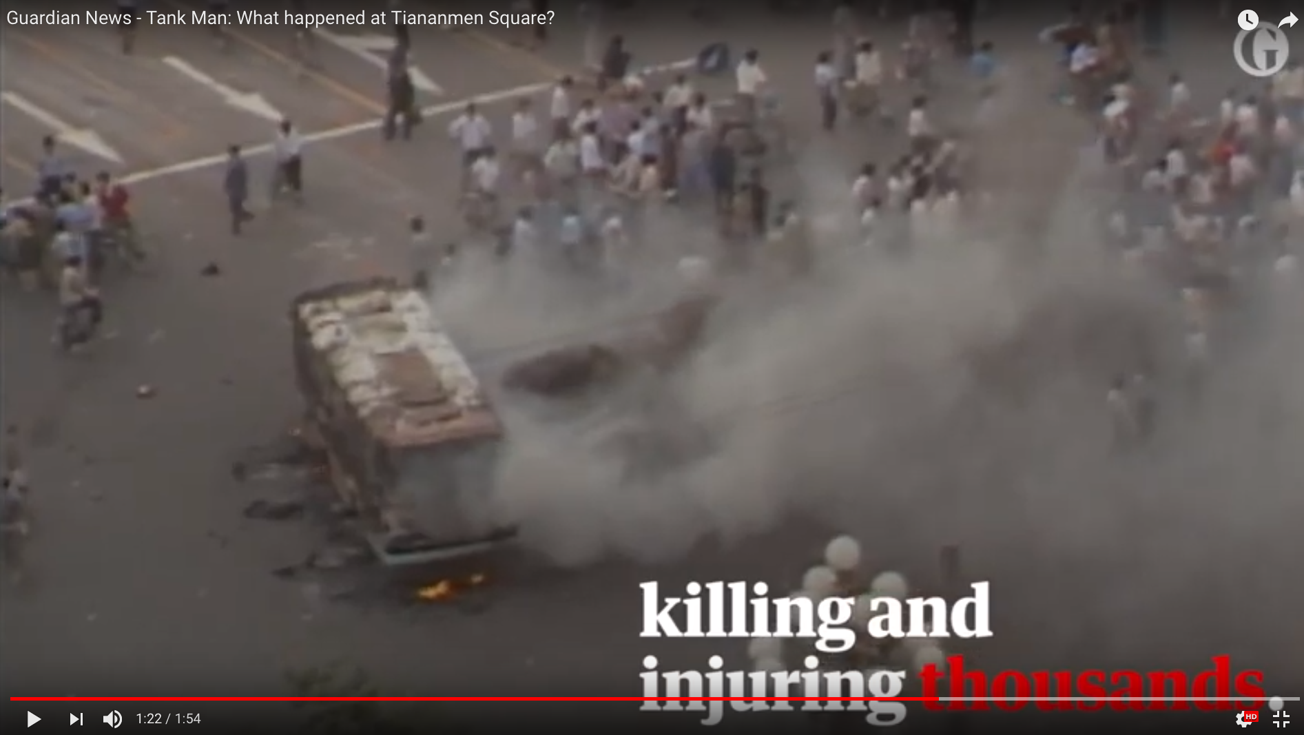 Screenshot from Guardian News segment at 1:22
