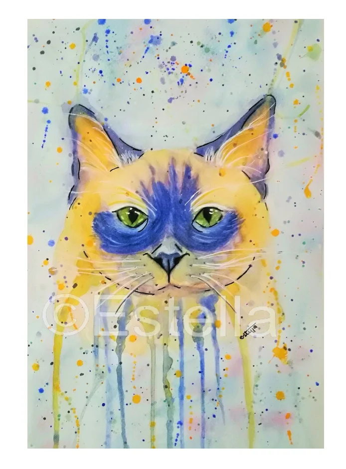 Melo Feline - Watercolour and Ink on Paper