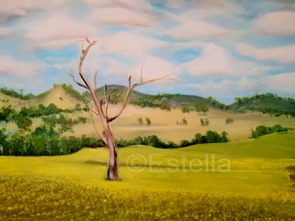 Acrylic painting on canvass in progress - Natures Gold