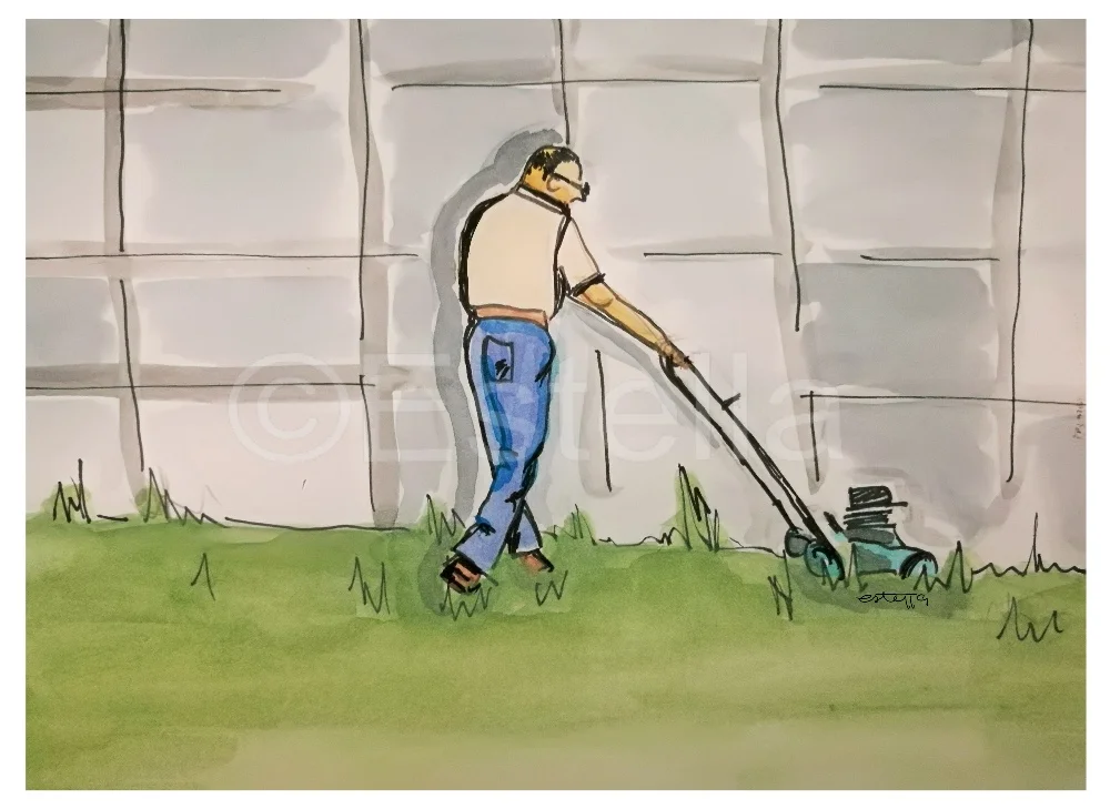 The Lawn - Watercolour and Ink Sketch on paper