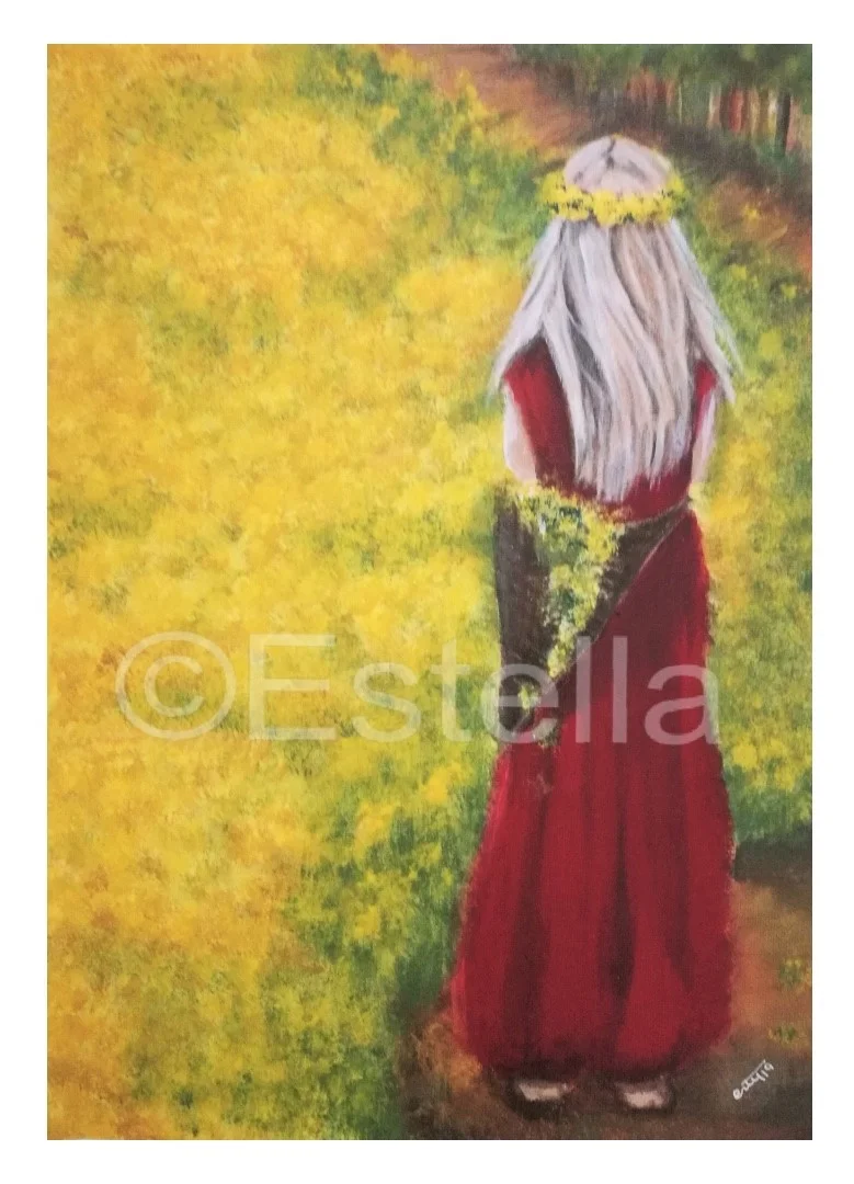 Red Dress Dilemma Girl - Acrylic Painting on Canvas