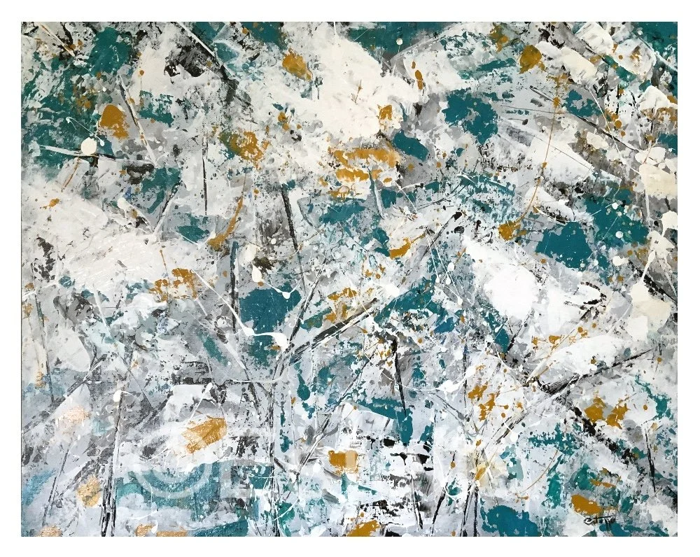 Parrot Frenzy - acrylic abstract painting