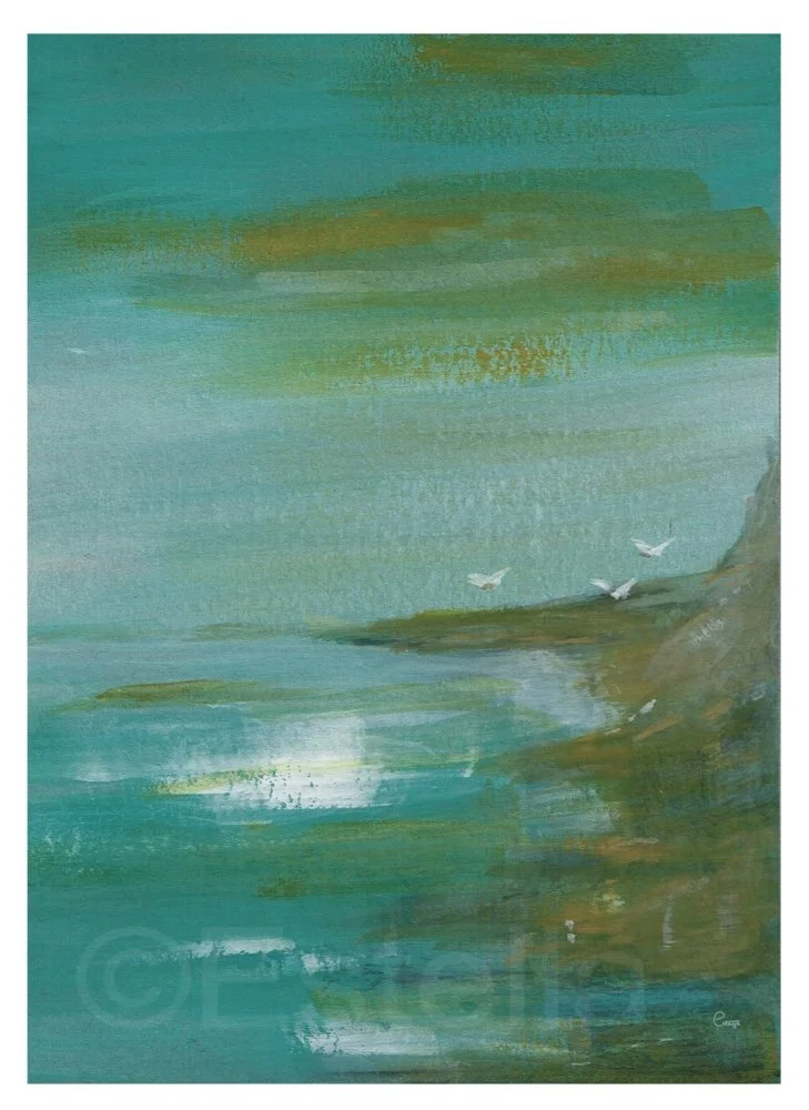 An Imagined Coastline - Abstract seascape gouache painting