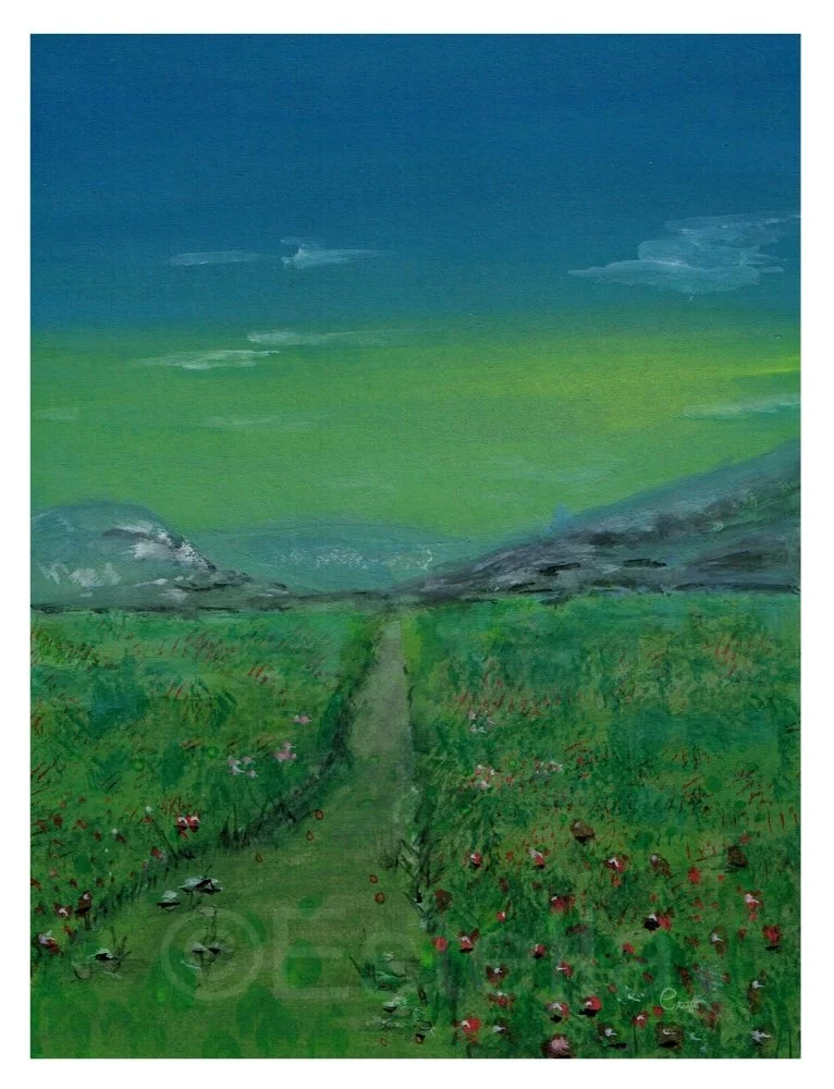 Grassland Passage - gouache landscape painting