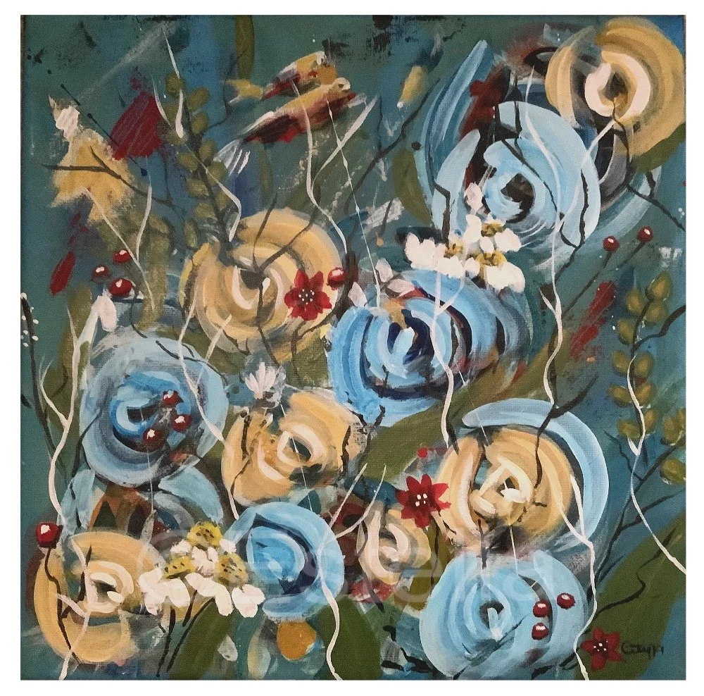 Messy Roses – abstract floral acrylic painting 