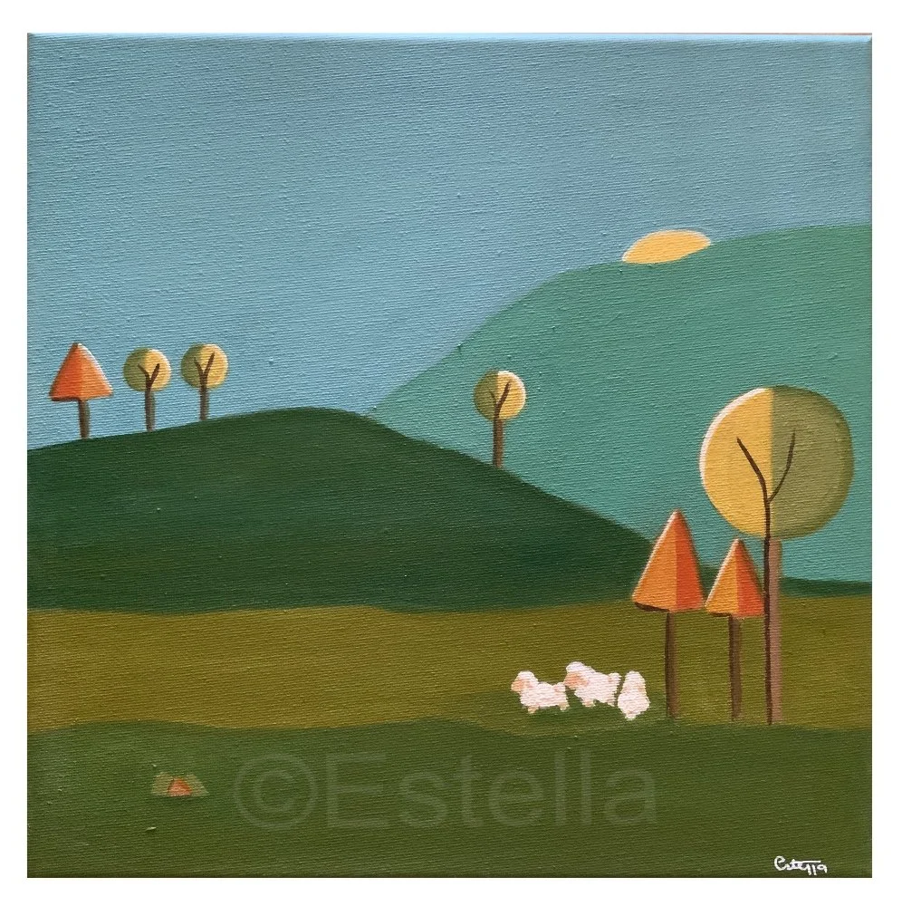 Paddock Sunset - acrylic painting