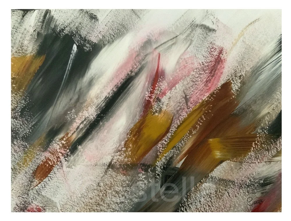 Rushing River Reeds - abstract acrylic painting