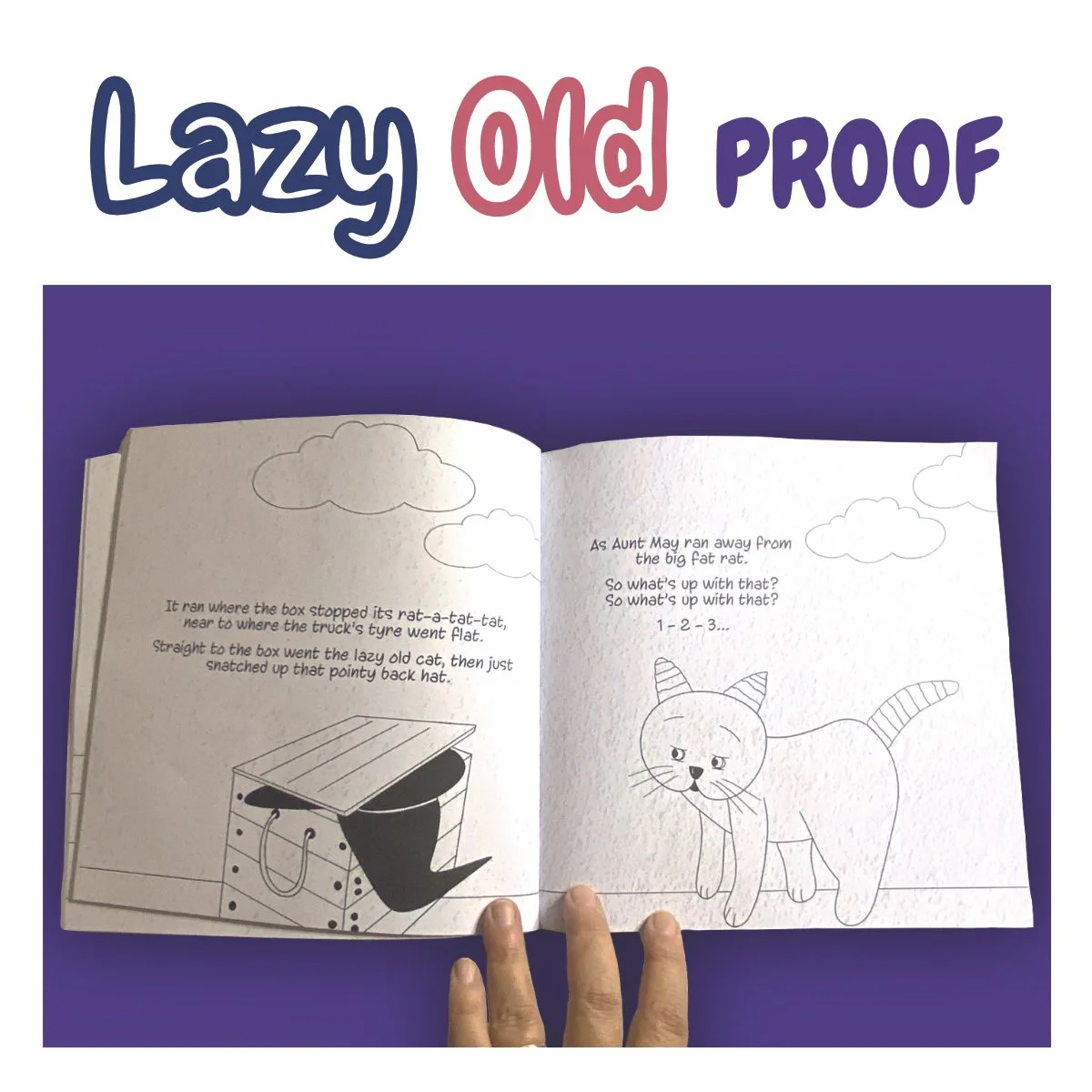 The Lazy Old Cat finds a pointy black hat Coloring Book-Proof