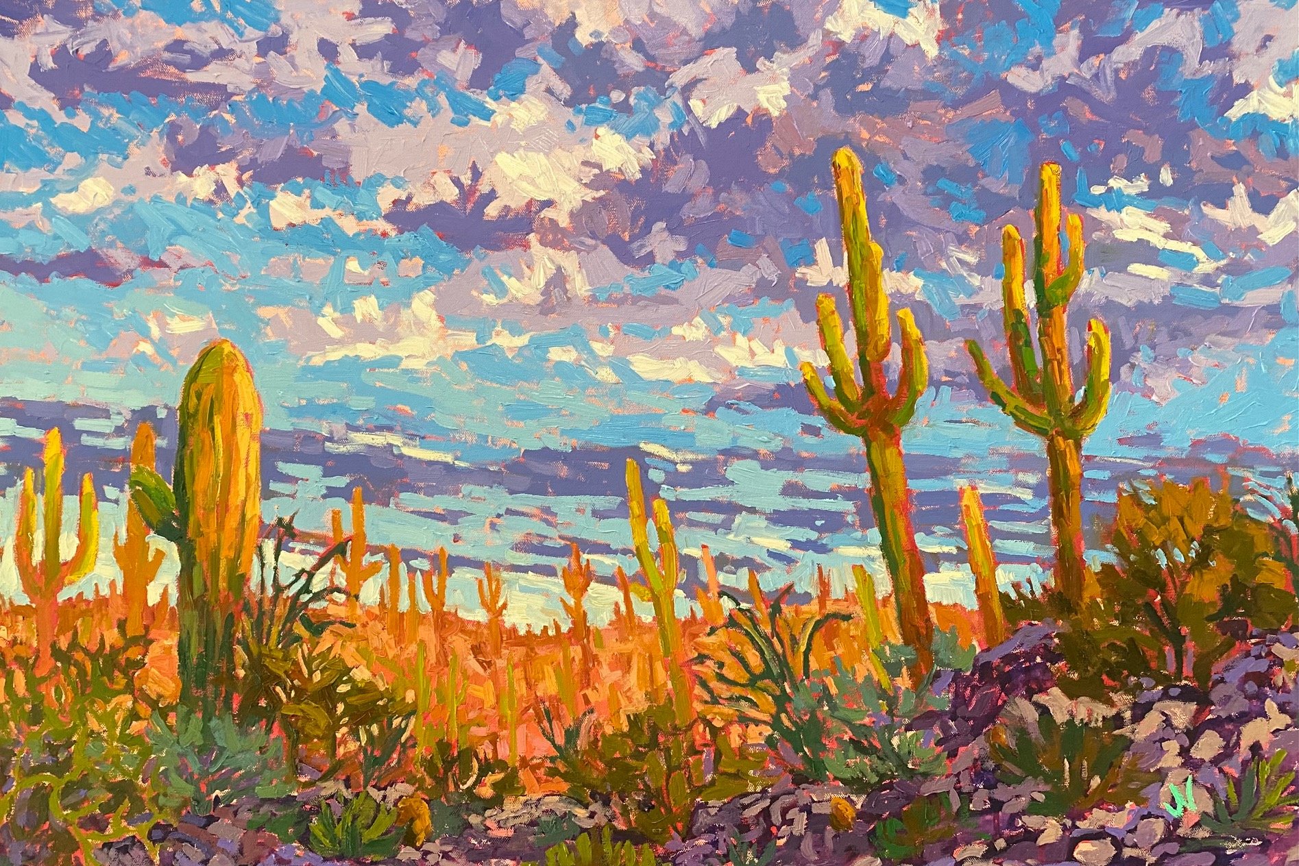 "Saguaros in Color"  SOLD