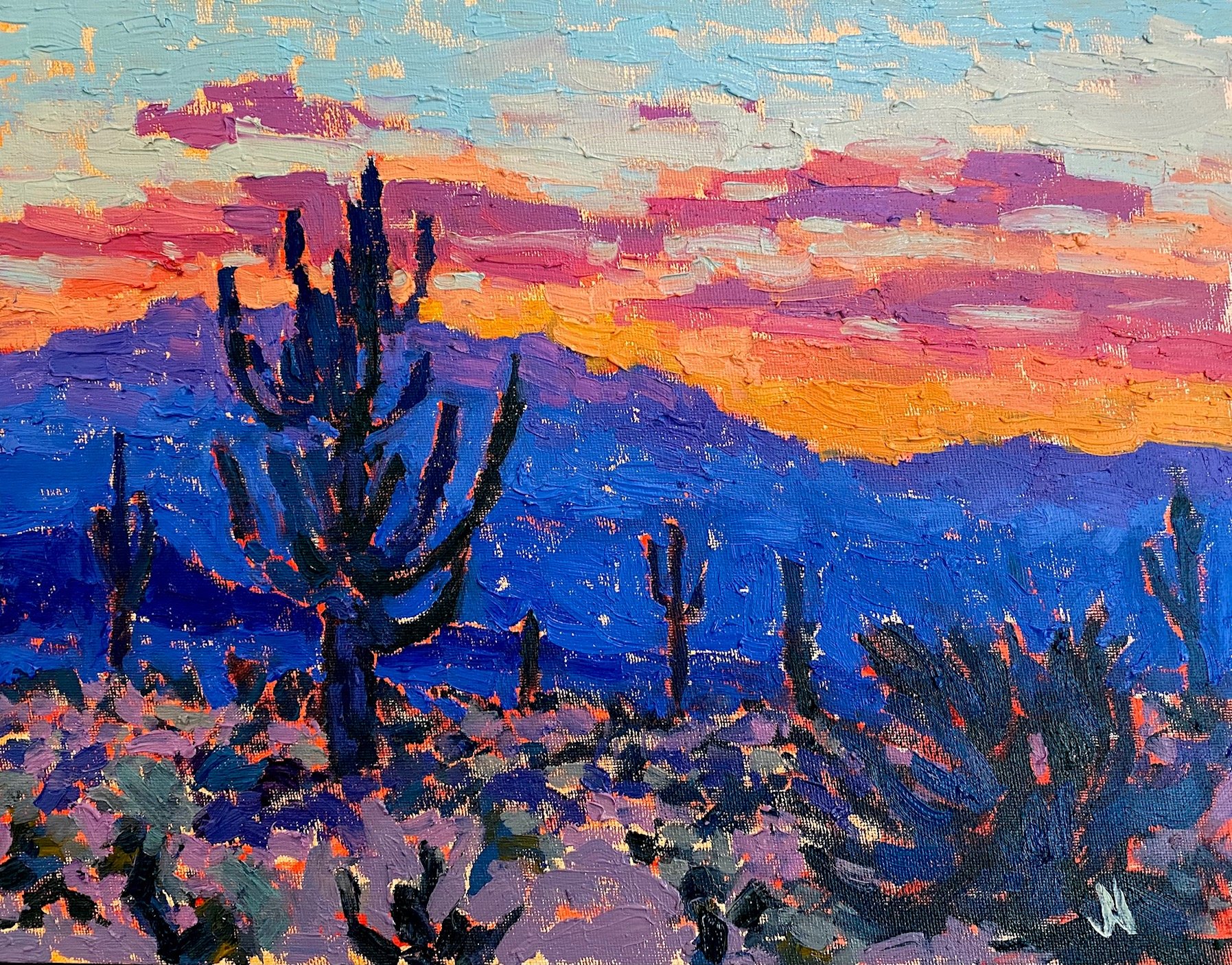 "Saguaros in Silhouette"  SOLD