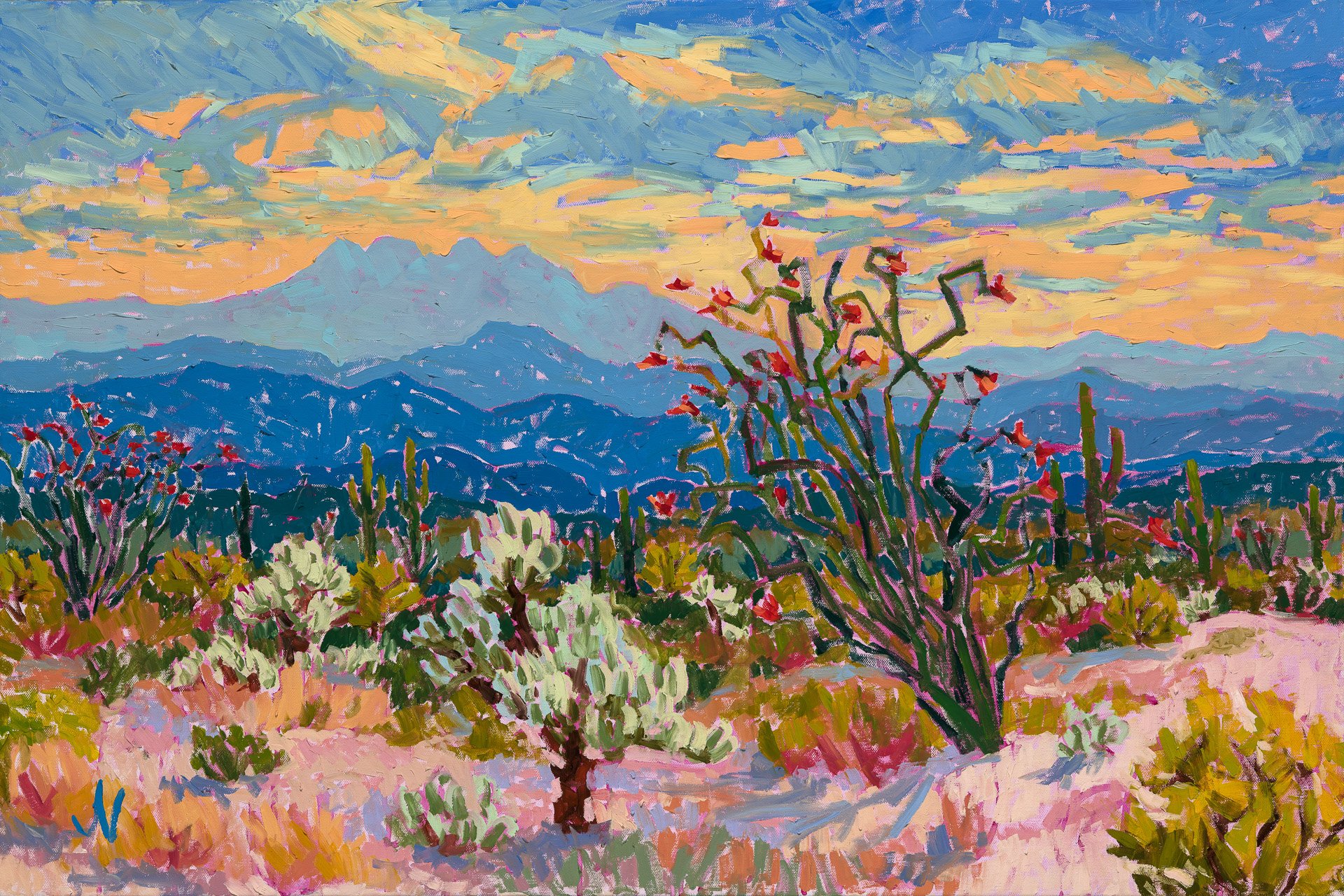 "Chollas, Ocotillos and Four Point Peak" SOLD