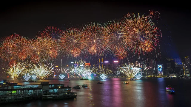 Hong Kong fireworks Victoria Cruises