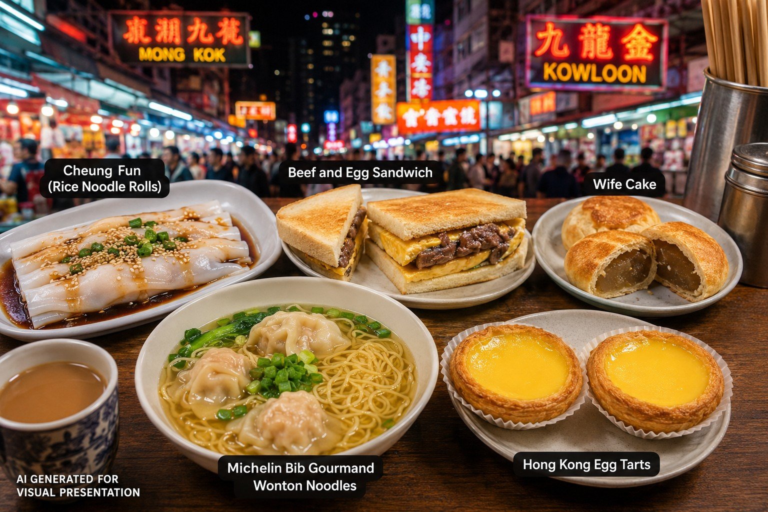 AI-generated image of Hong Kong street food in Kowloon