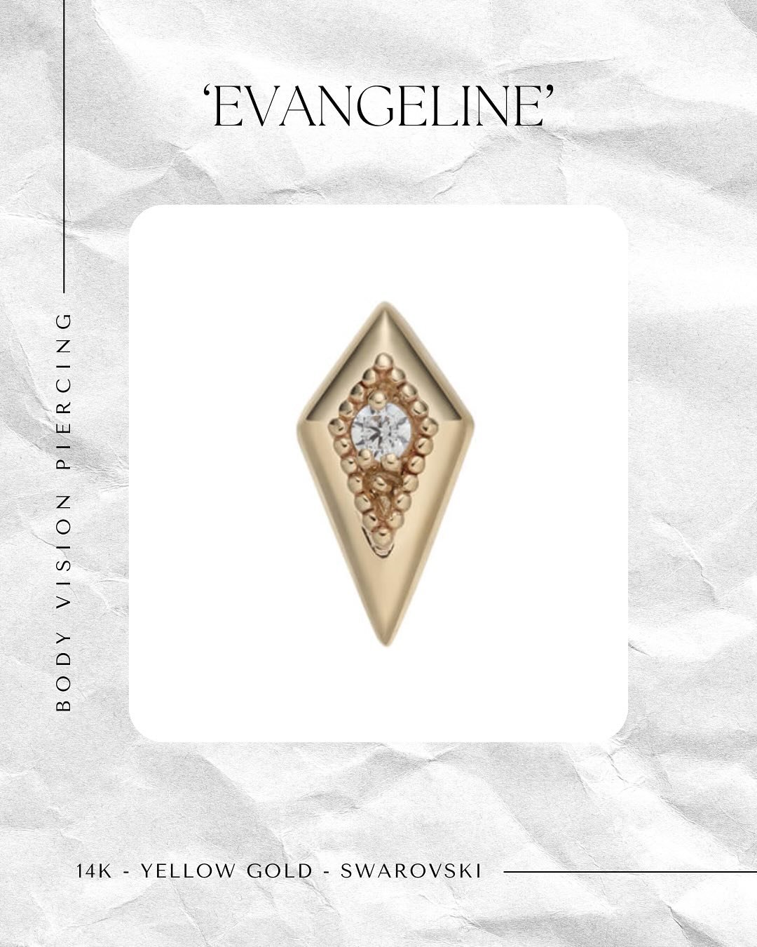 Introducing &ldquo;Evangeline&rdquo; an exquisite piece of jewellery that embodies both luxury and artistry. This captivating piece dazzles with its unique, radiant sleek design.

Suitable for most piercing location from ears to face. Now available i