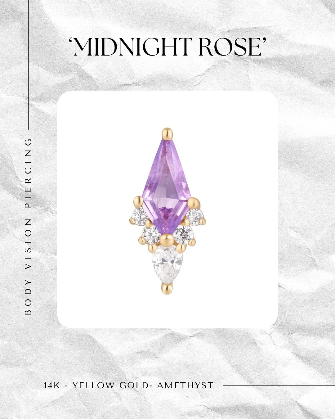 Introducing the Midnight Rose, a stunning piece that captures the enchanting essence of February&rsquo;s birthstone, Amethyst.

For all Bookings, Enquires or Consultations Call us on 1800 Body Vision. Or Book Online via the Booking Button on our Prof