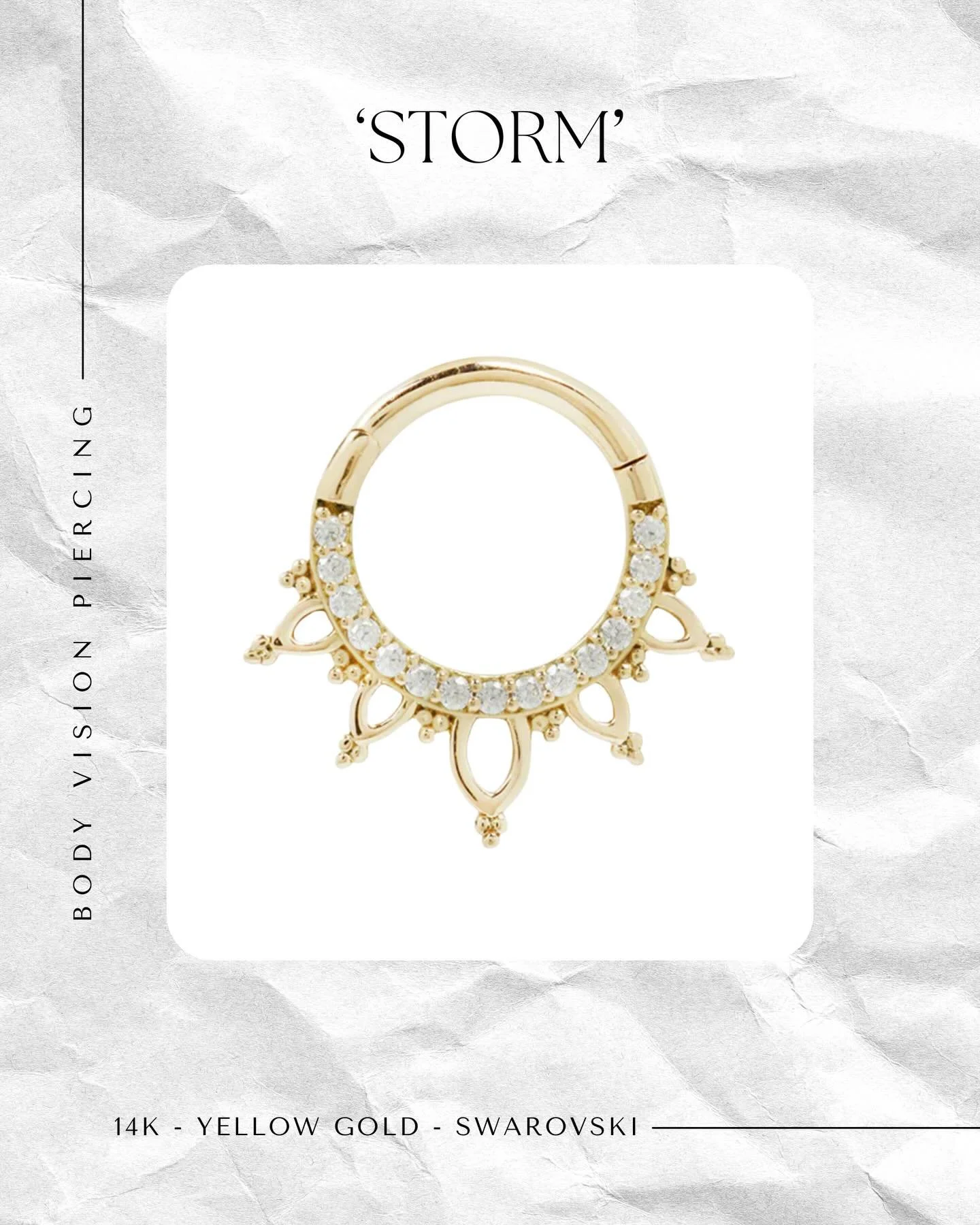 This intricate detailing transforms the jewellery into a miniature, wearable sculpture. Experience the dramatic allure of &ldquo;Storm&rdquo;, where 14k solid gold converges with luminous
Swarovski stones.

Now available in store ✨

For all Bookings,