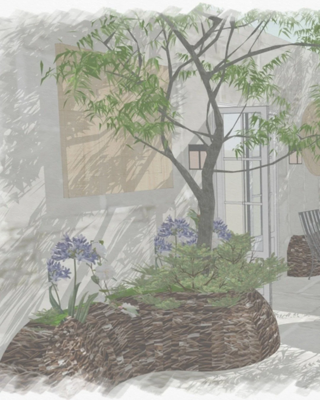 These woven planters, crafted by Brampton Willow for my WOW!house garden, were inspired by the remarkable work of artist Laura Ellen Bacon. I&rsquo;ve long admired the way Laura uses natural materials to create immersive sculptural forms pieces that 