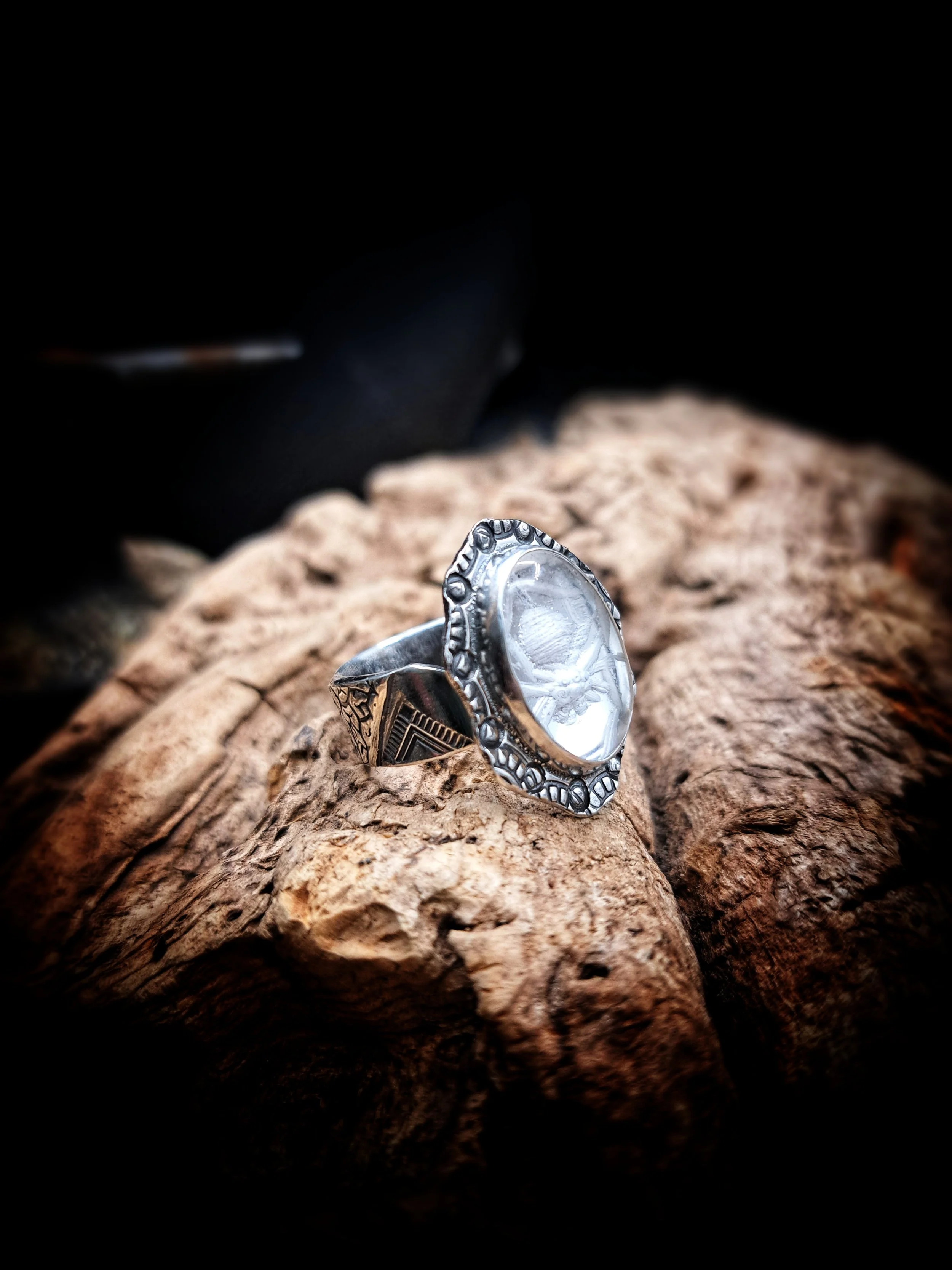 bague argent araignée en cristal, bijou unique fait main en France, bijoux créateur
