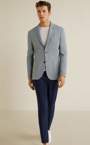Mango Man relaxed style in a jersey blazer.