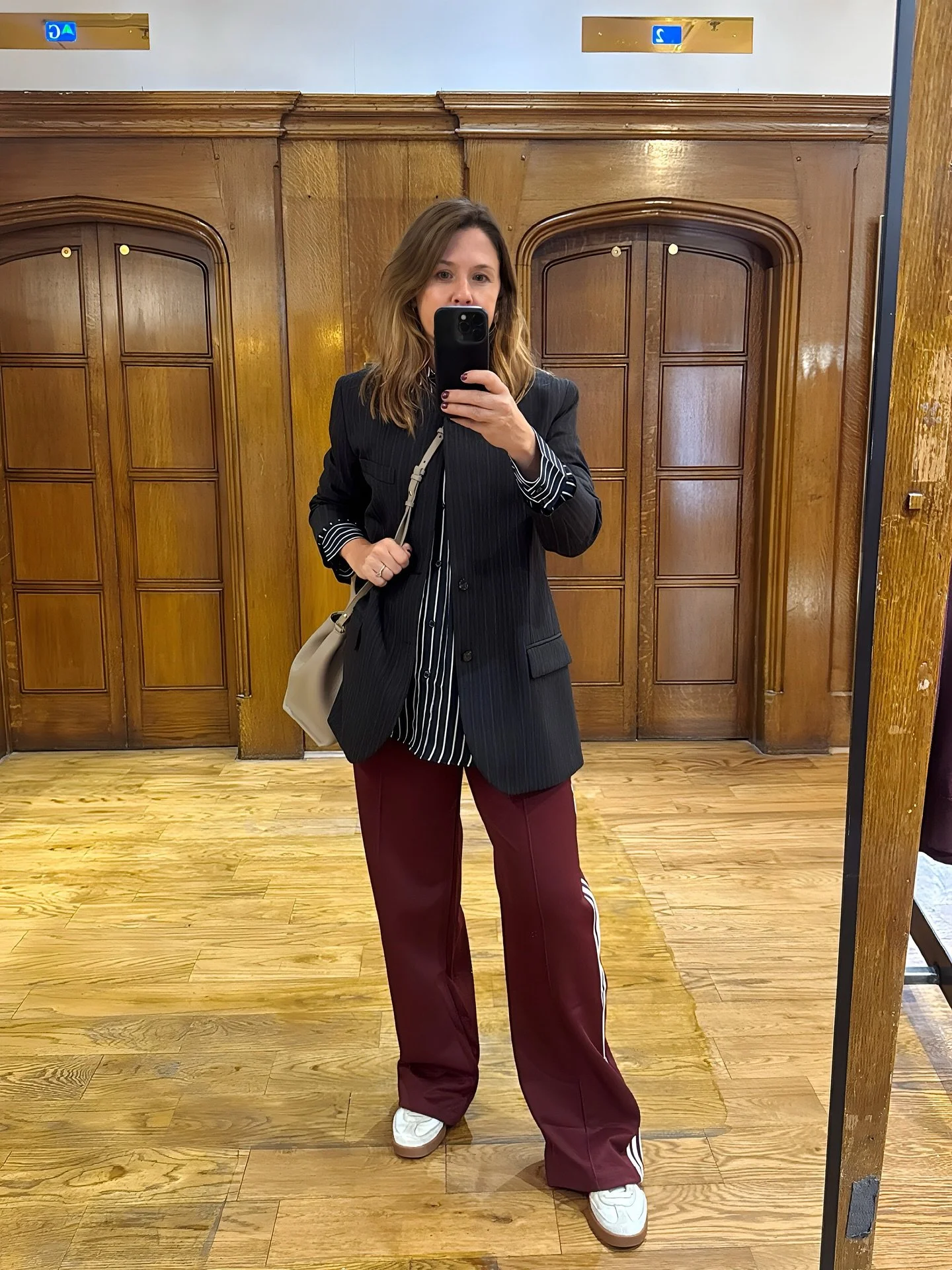 Wearing all the stripes: Adidas, pinstripe and a stripe shirt for a men's personal styling and shopping appointment. 

A recently arrived American client in tech who wanted to looked like himself and a stylish Londoner. 
We shopped at Liberty London,