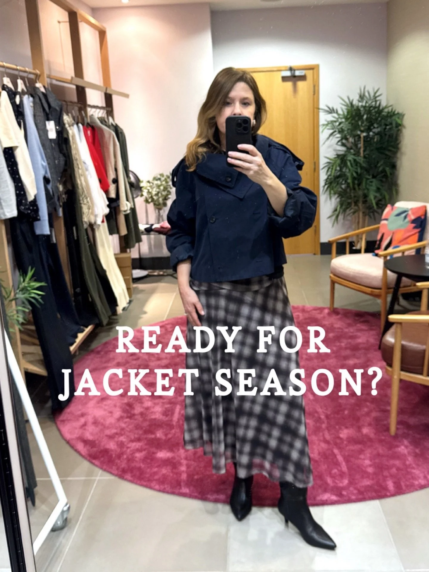 You may not be a fan of a check skirt, but if you live in the UK, a couple of great jackets is a must. It's often a gap in many people's wardrobes. In this peronsla styling session the client bought 3 styles.

Especially in London, a walking city wit