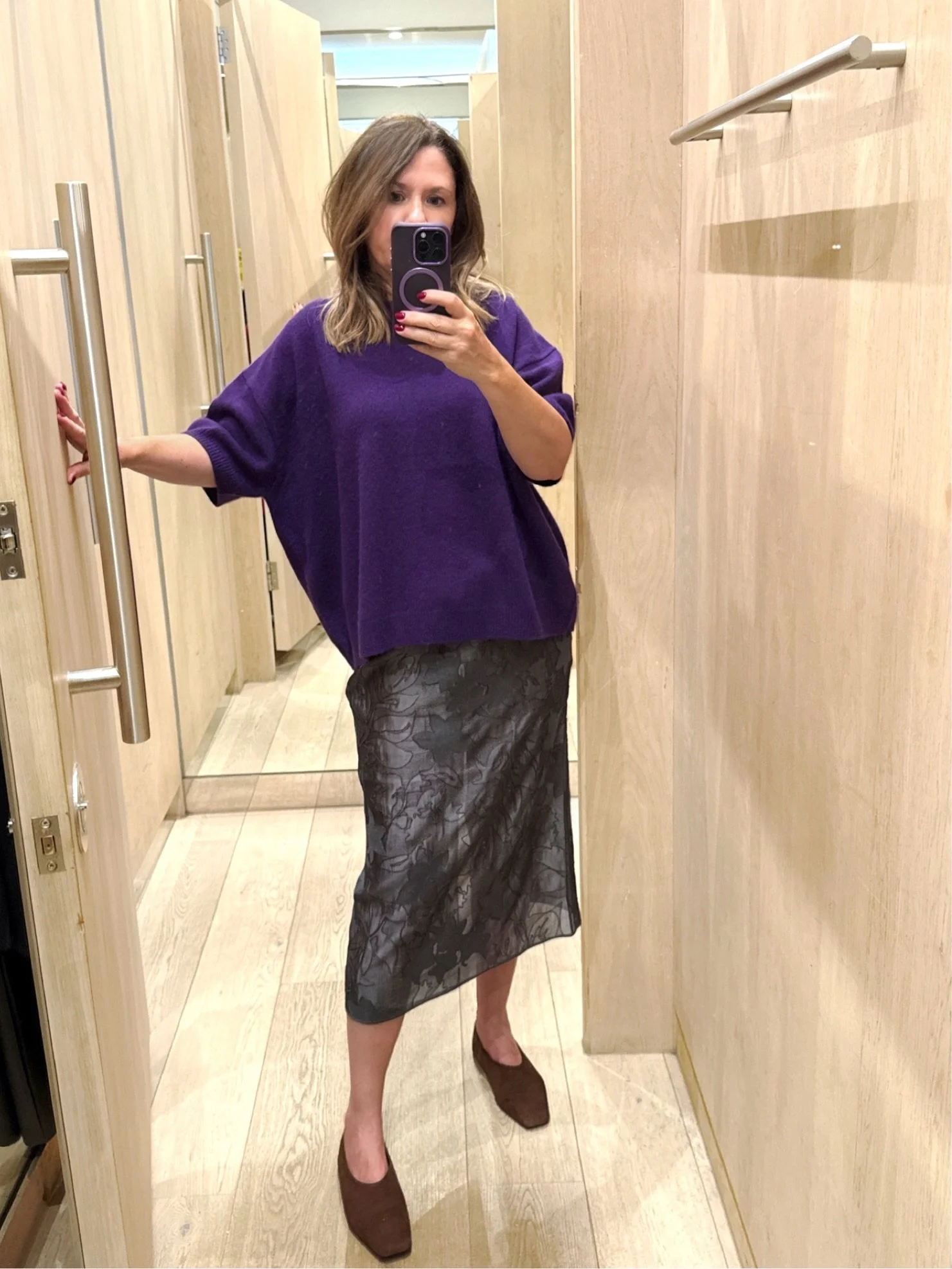 Tried on a few pieces after styling a client in Selfridges.

I love the pencil skirt, but I&rsquo;m not sure how much I would wear it. The trousers, not so much! And of the two short-sleeve knits, the purple felt like wearing a confidence cloud! 💜 
