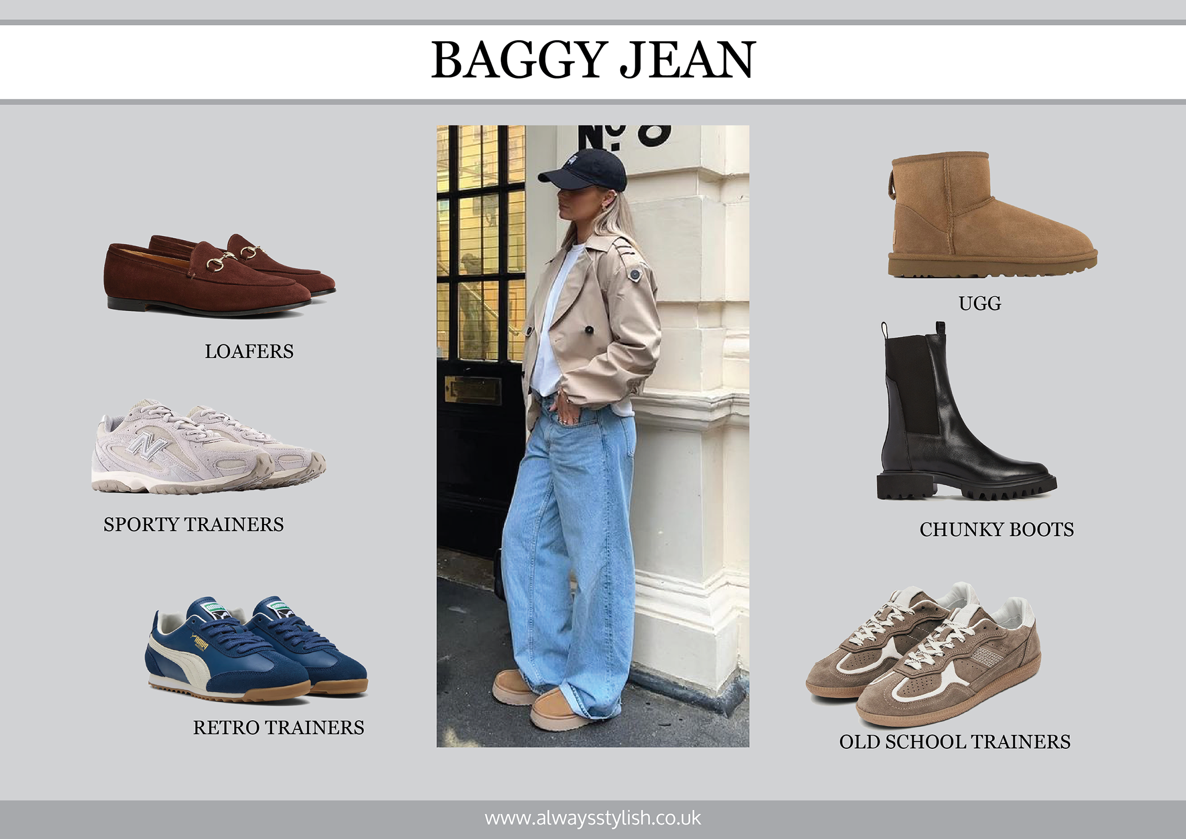 What shoes to wear with baggy jeans for women